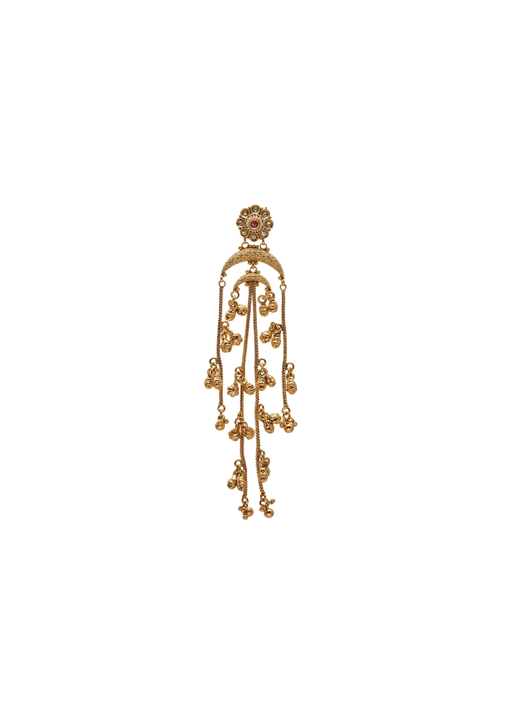 Red Stone Long Dangler Earrings - Image 3