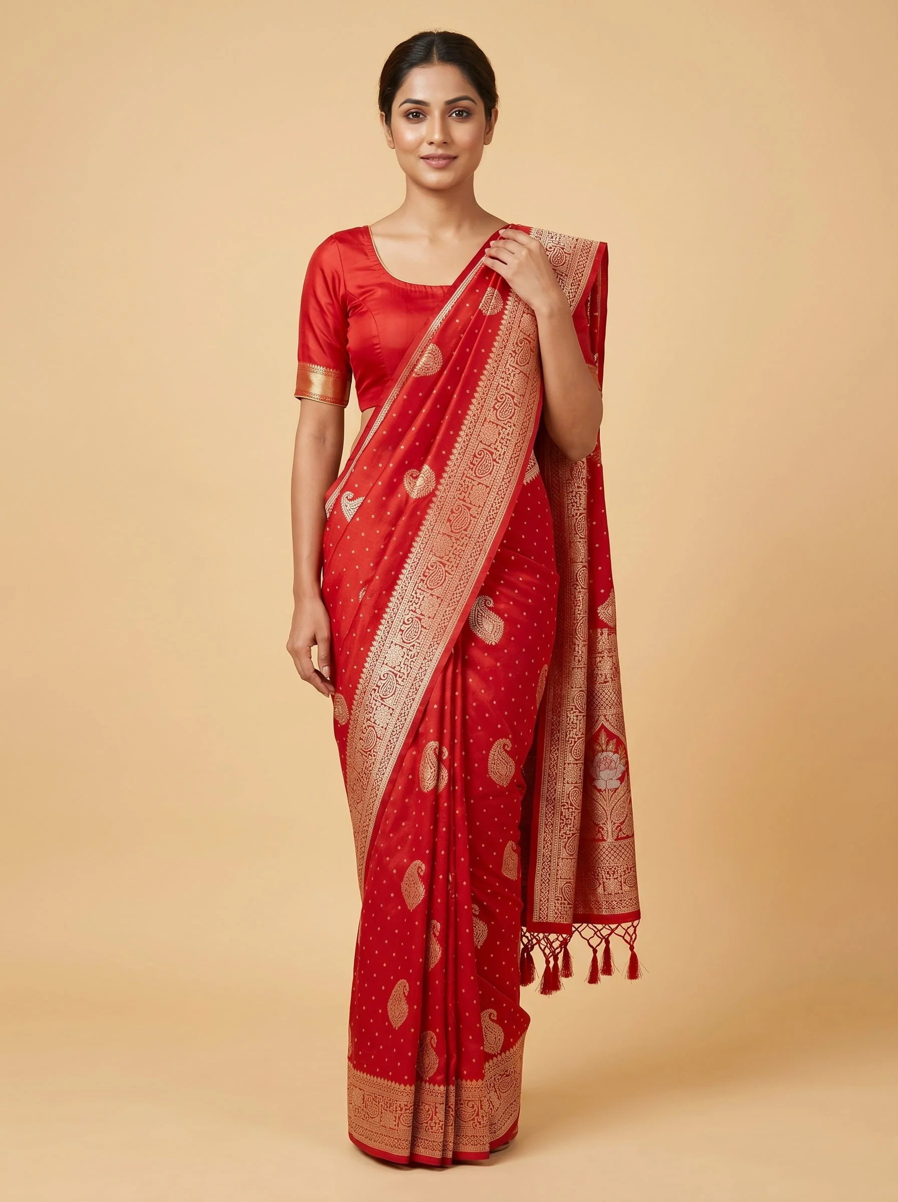 Red Striking Flow Handloom Saree