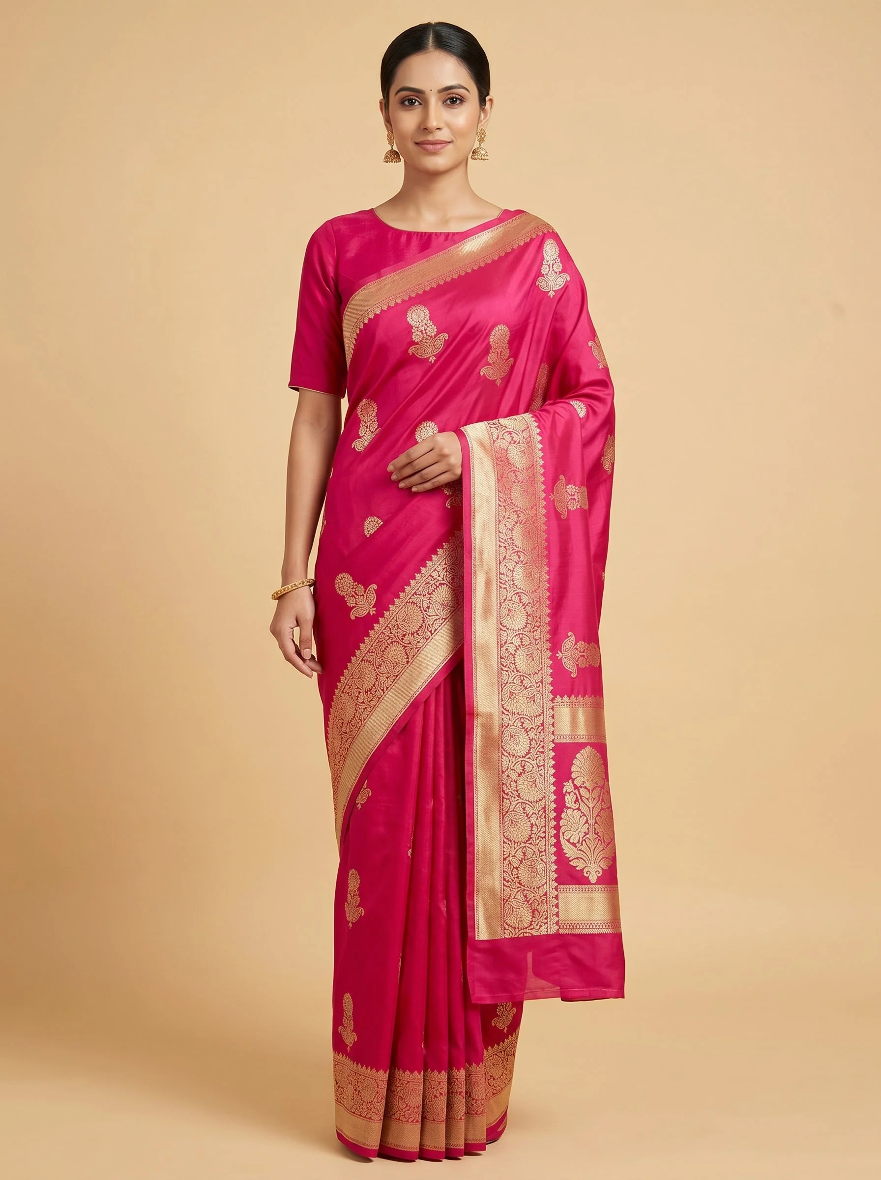 Red Striking Threadwork Saree