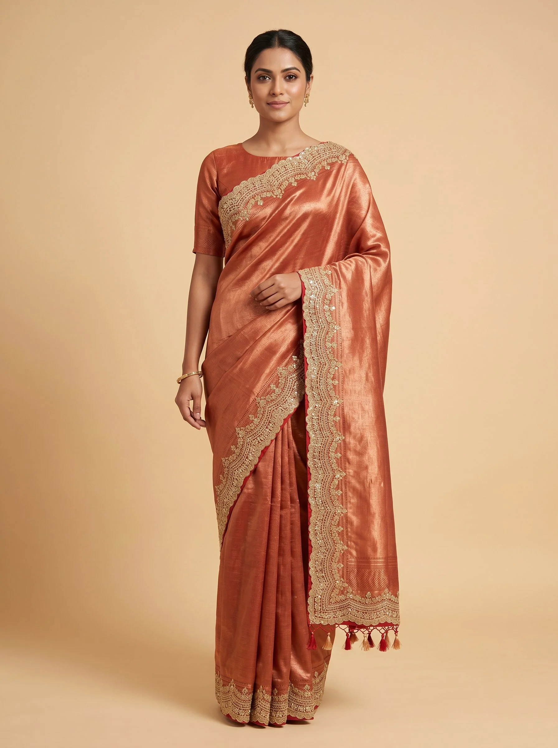 Red Strong Embroidery Saree