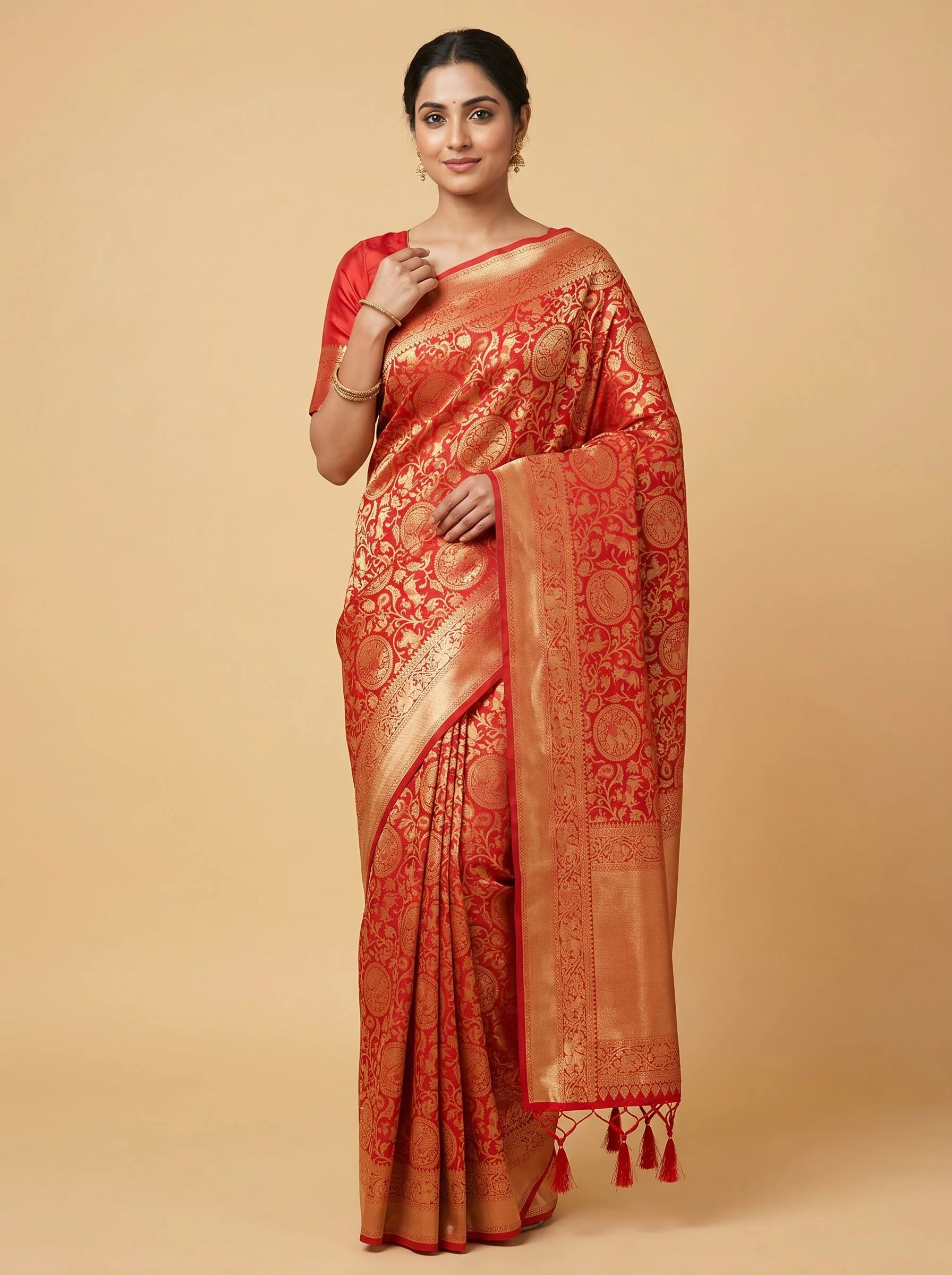 Red Strong Presence Handloom Saree