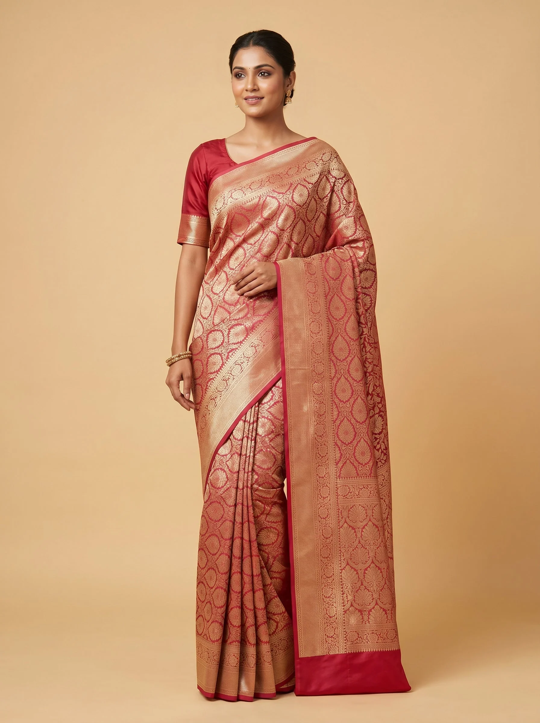 Red Timeless Grace Handloom Saree