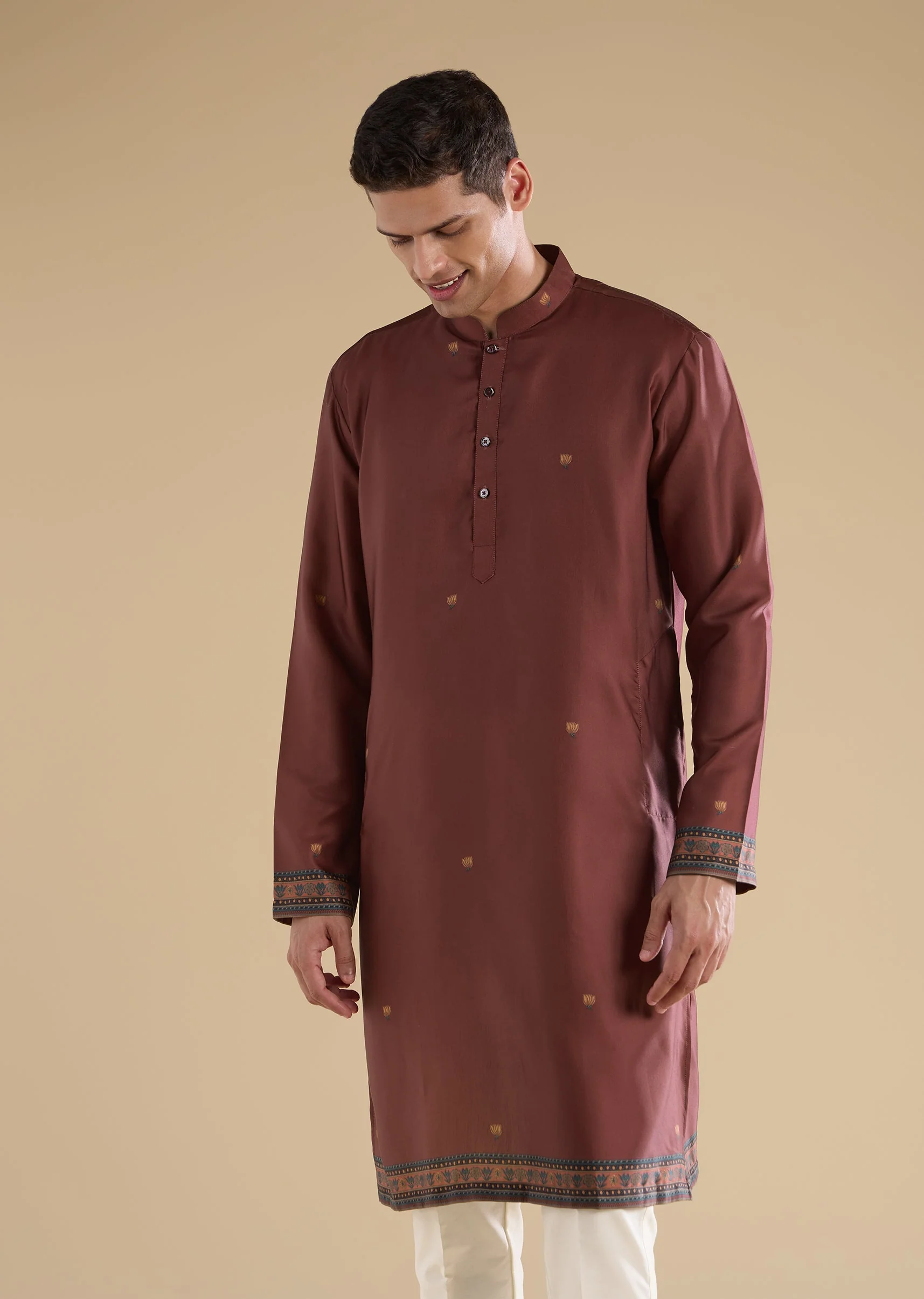 Red Velvet Kurta Jacket Set - Image 6