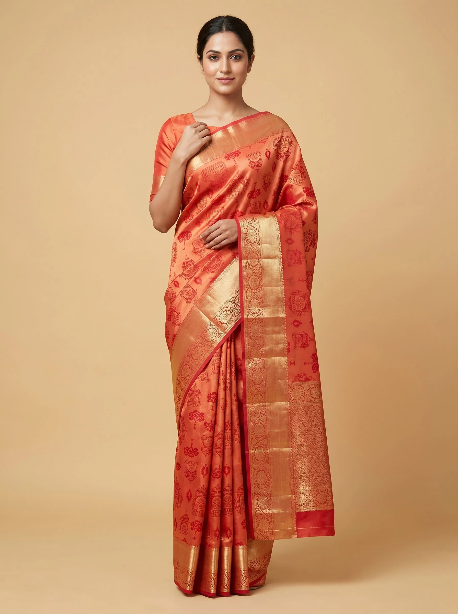 Red Vibrant Essence Handloom Saree