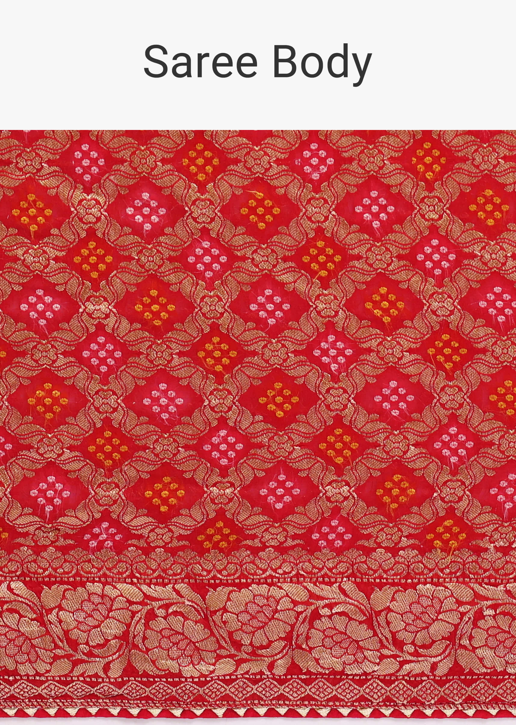 Red Woven Georgette Saree With Unstitched Blouse - Image 9