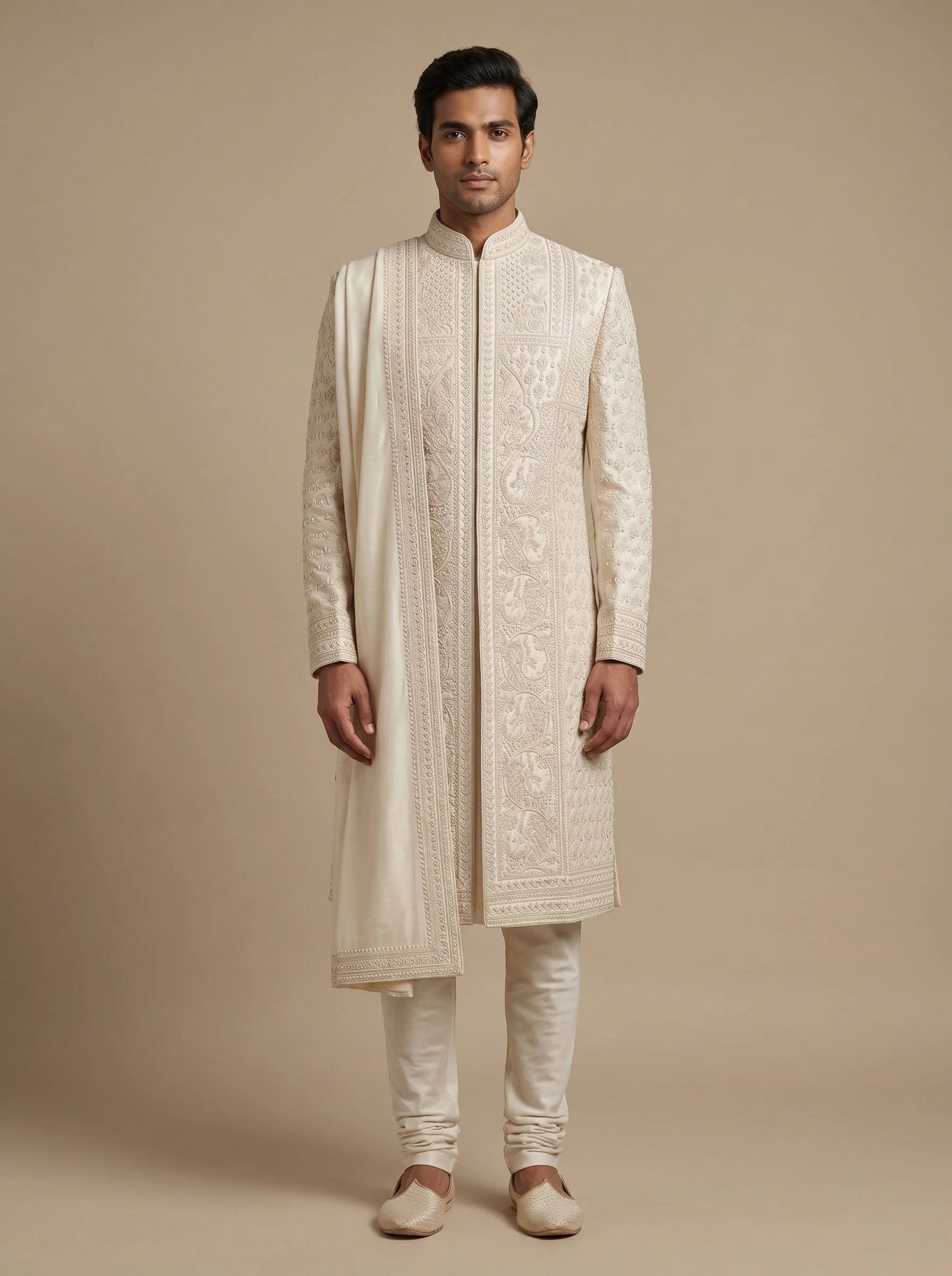 Refined ivory sherwani