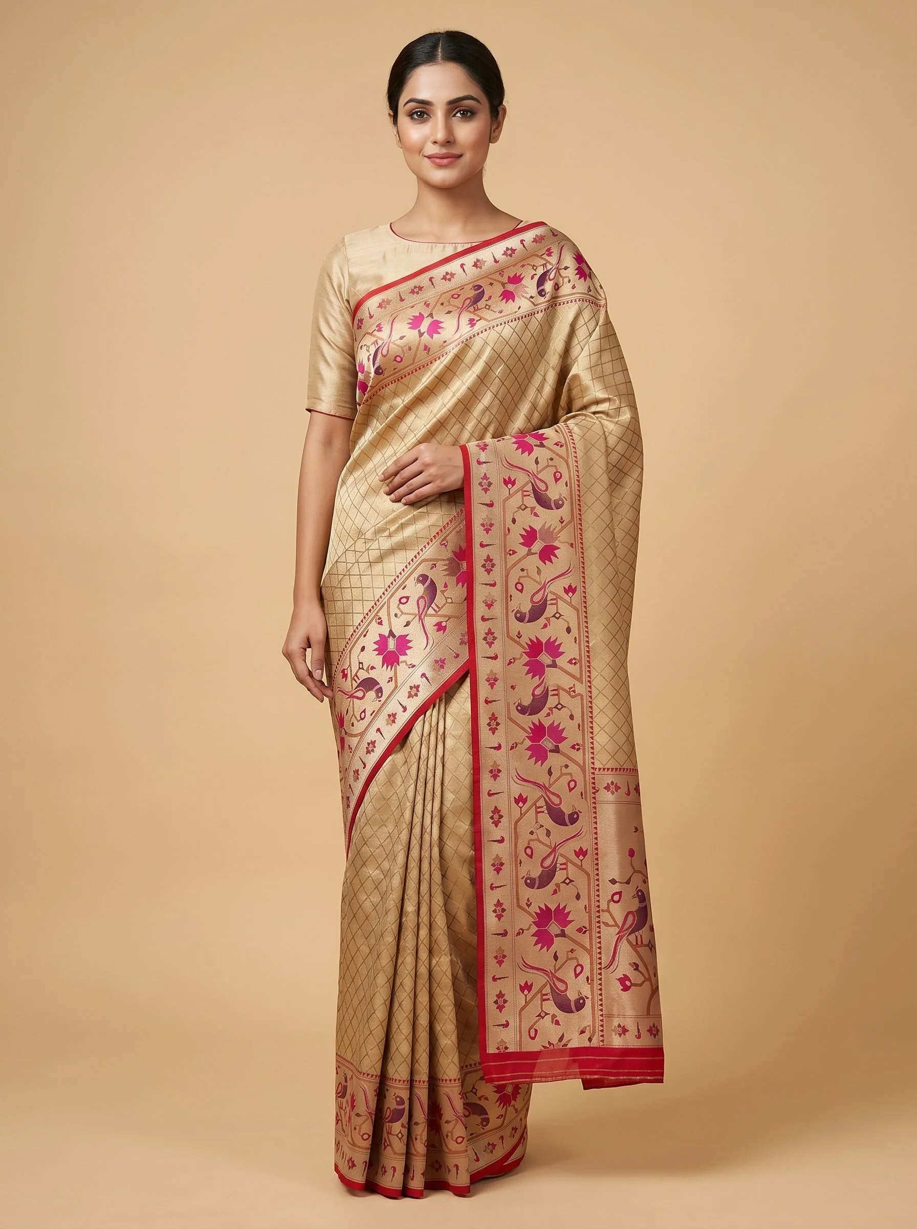 Regal Accent Gold Handloom Saree