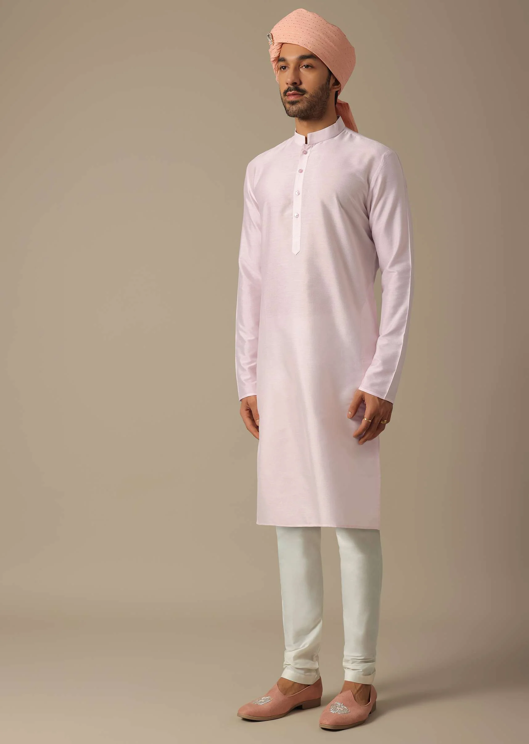Regal Pink Grooms Sherwani Set - Image 6