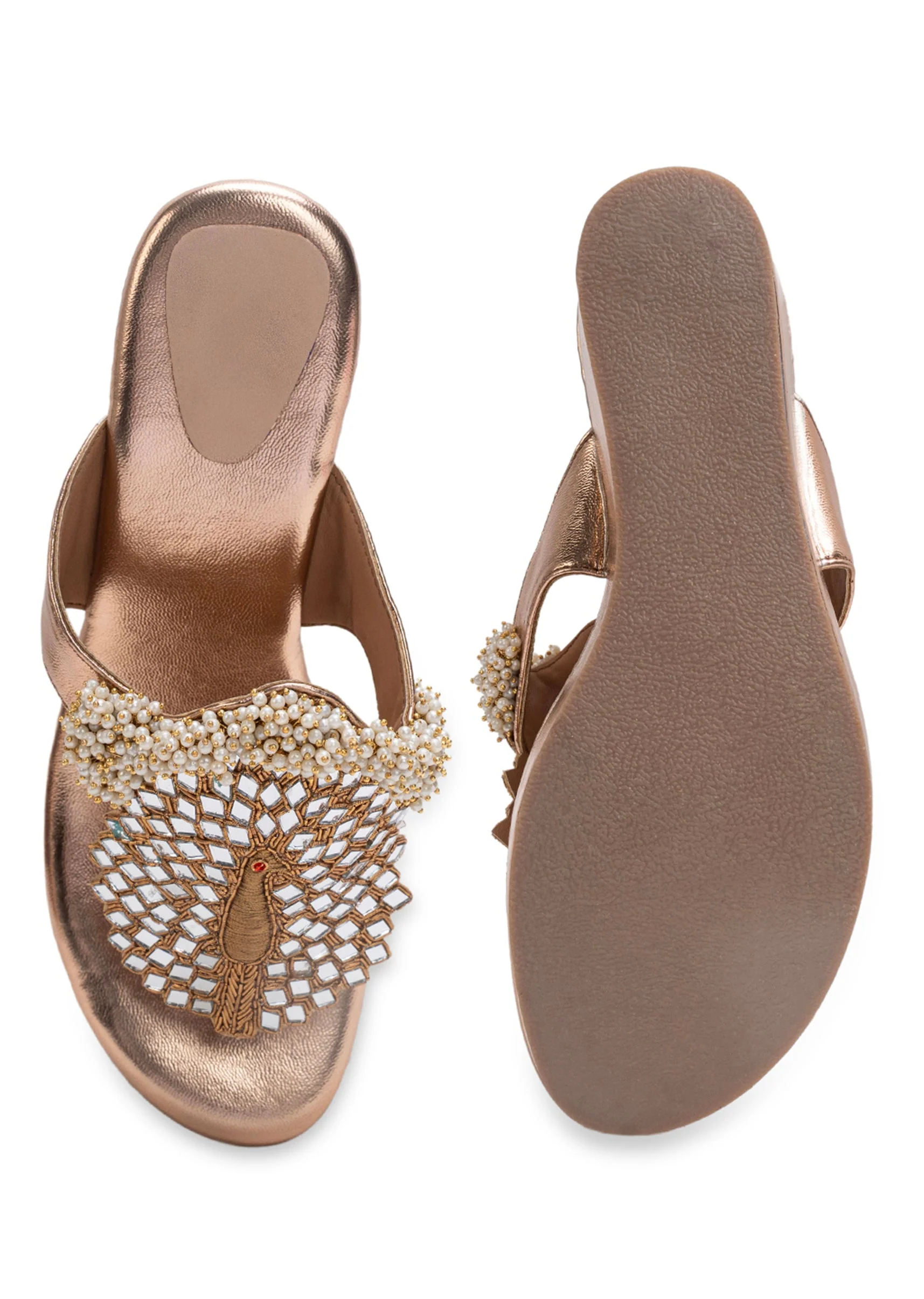 Rose Gold Embellished Wedges - Image 4