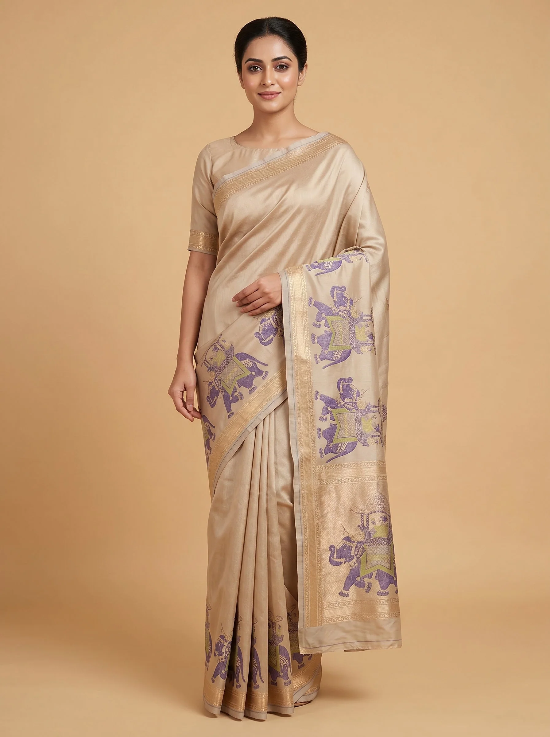 Rose Gold Luxe Weave Handloom Saree