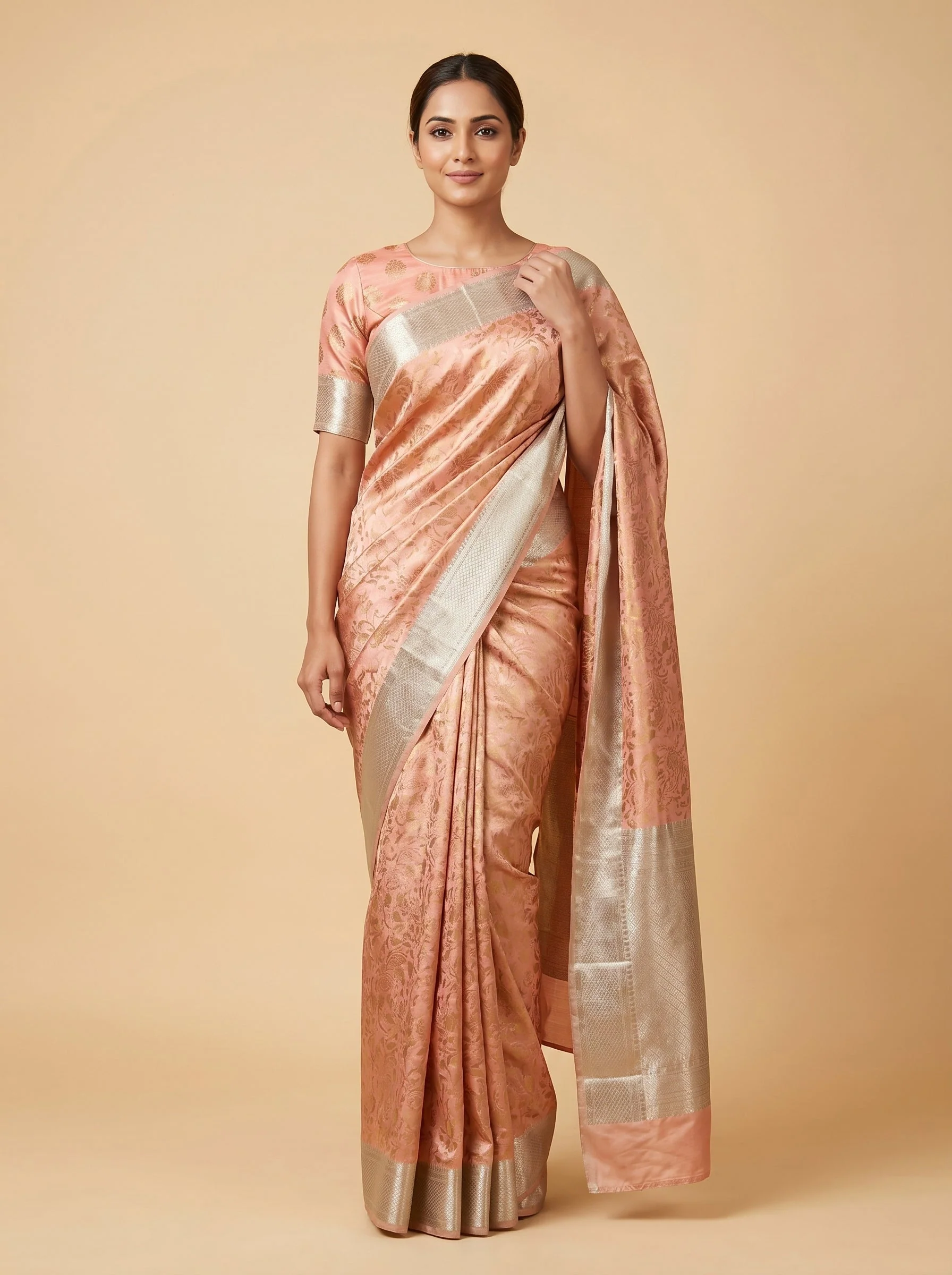 Rose Gold Melted Glow Handloom Saree