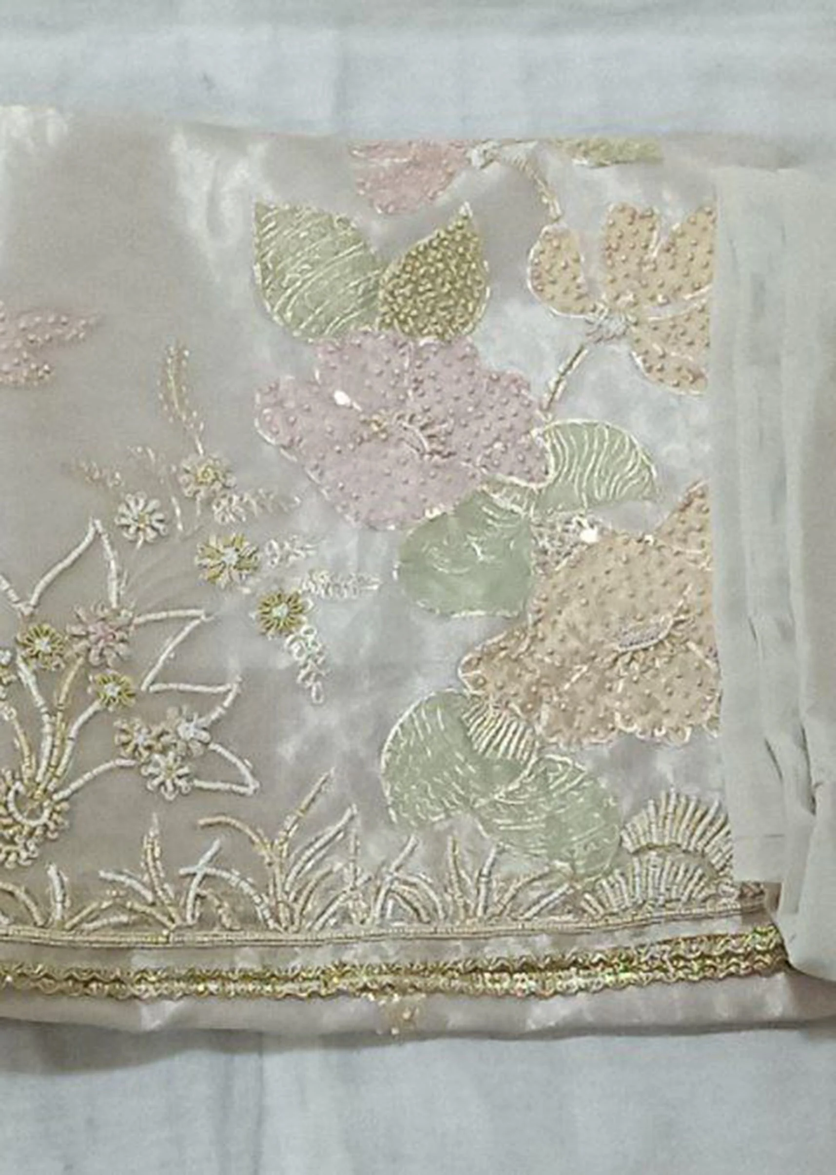 Rose Gold Tissue Brocade Dress Material