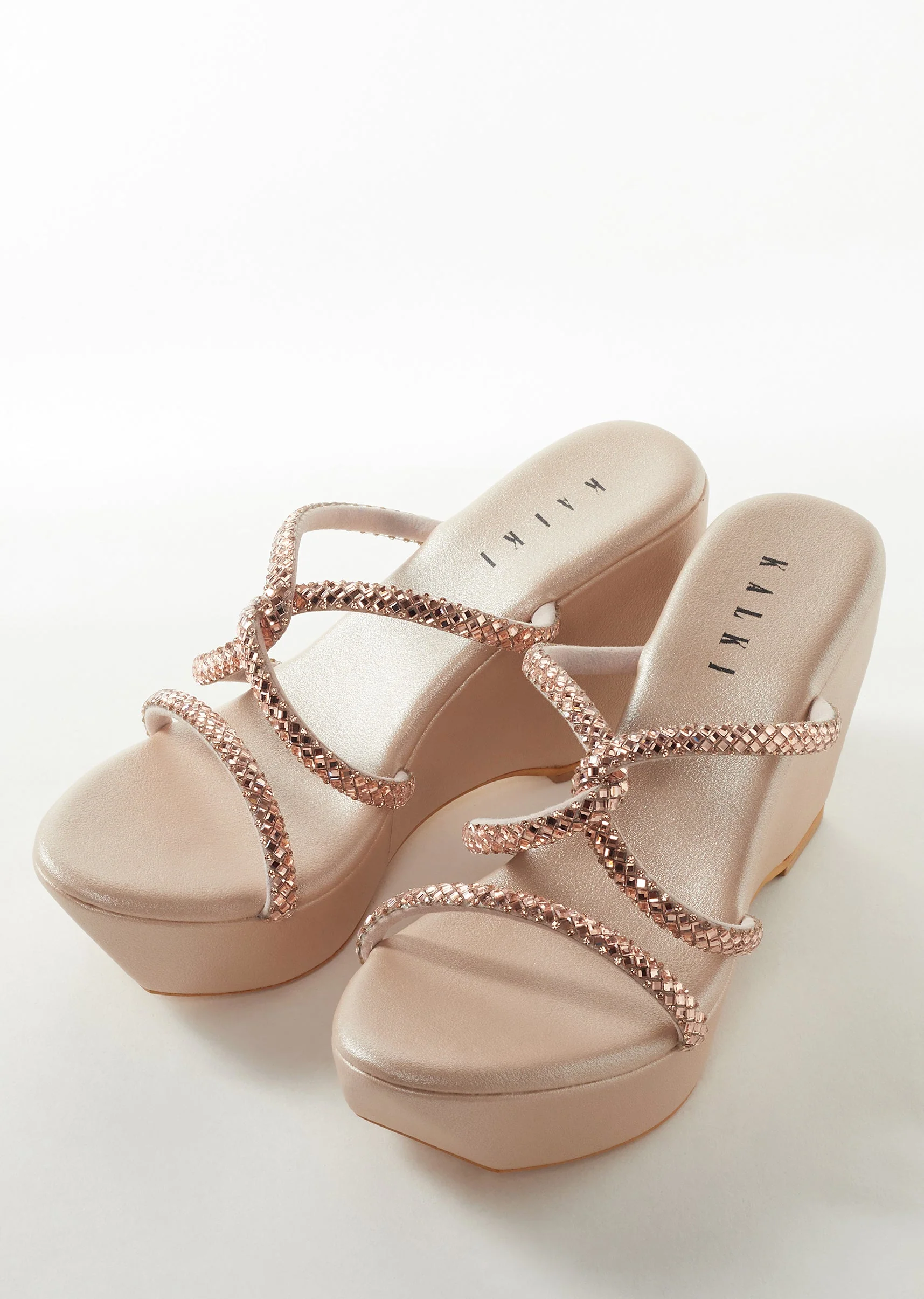Rose Gold Womens Footwear With Embellished Detail Work - Image 2