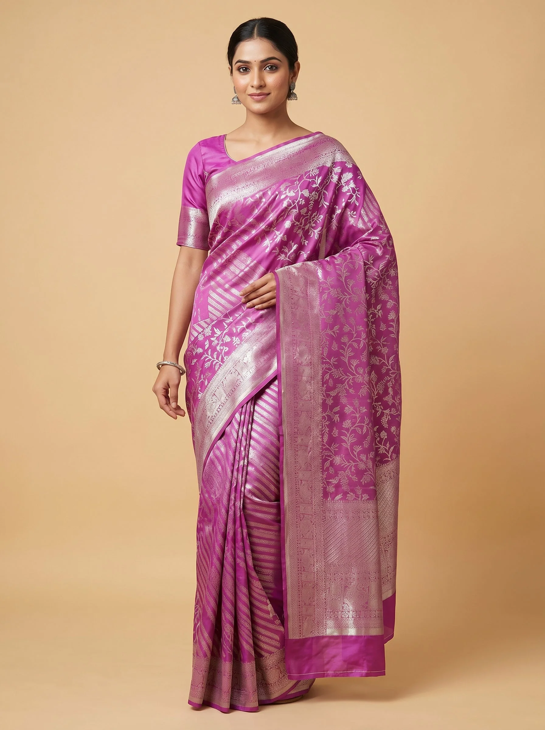 Rose Pink Blush Tone Handloom Saree