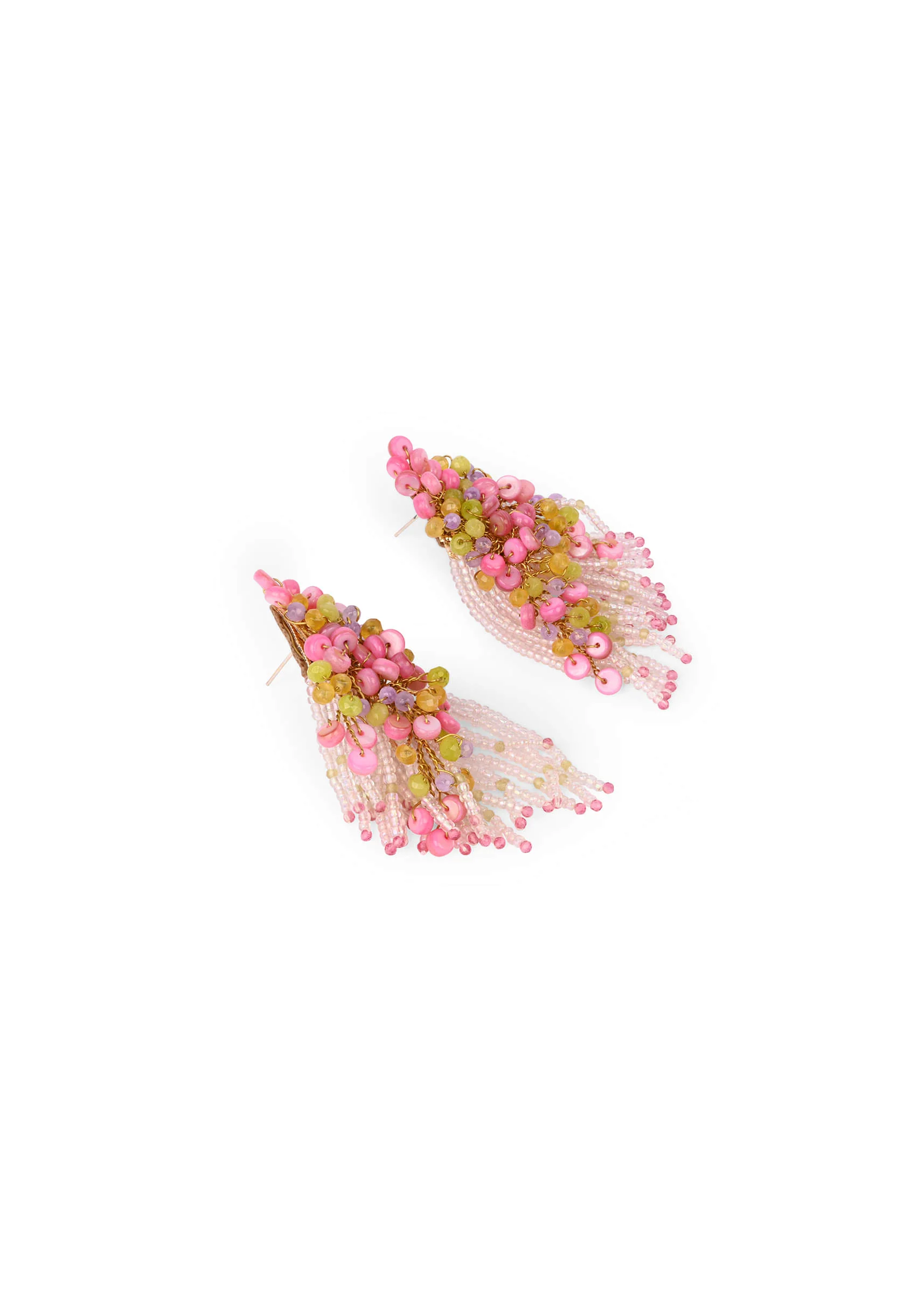 Rose Pink Green Fashion Long Earrings For Women - Image 2