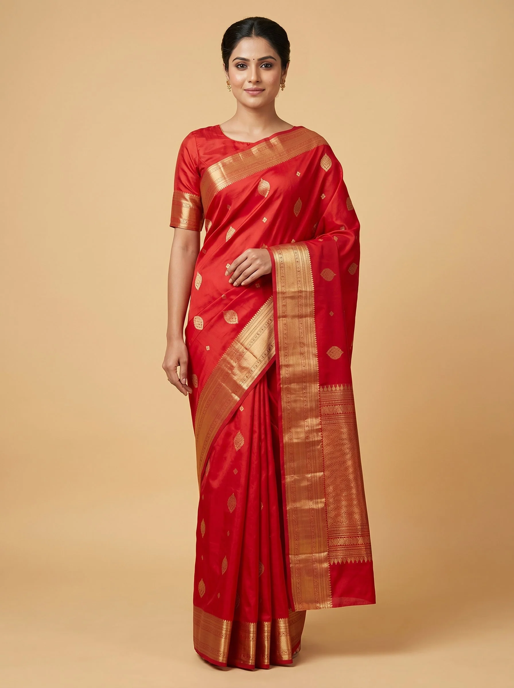 Rose Red Handloom Saree