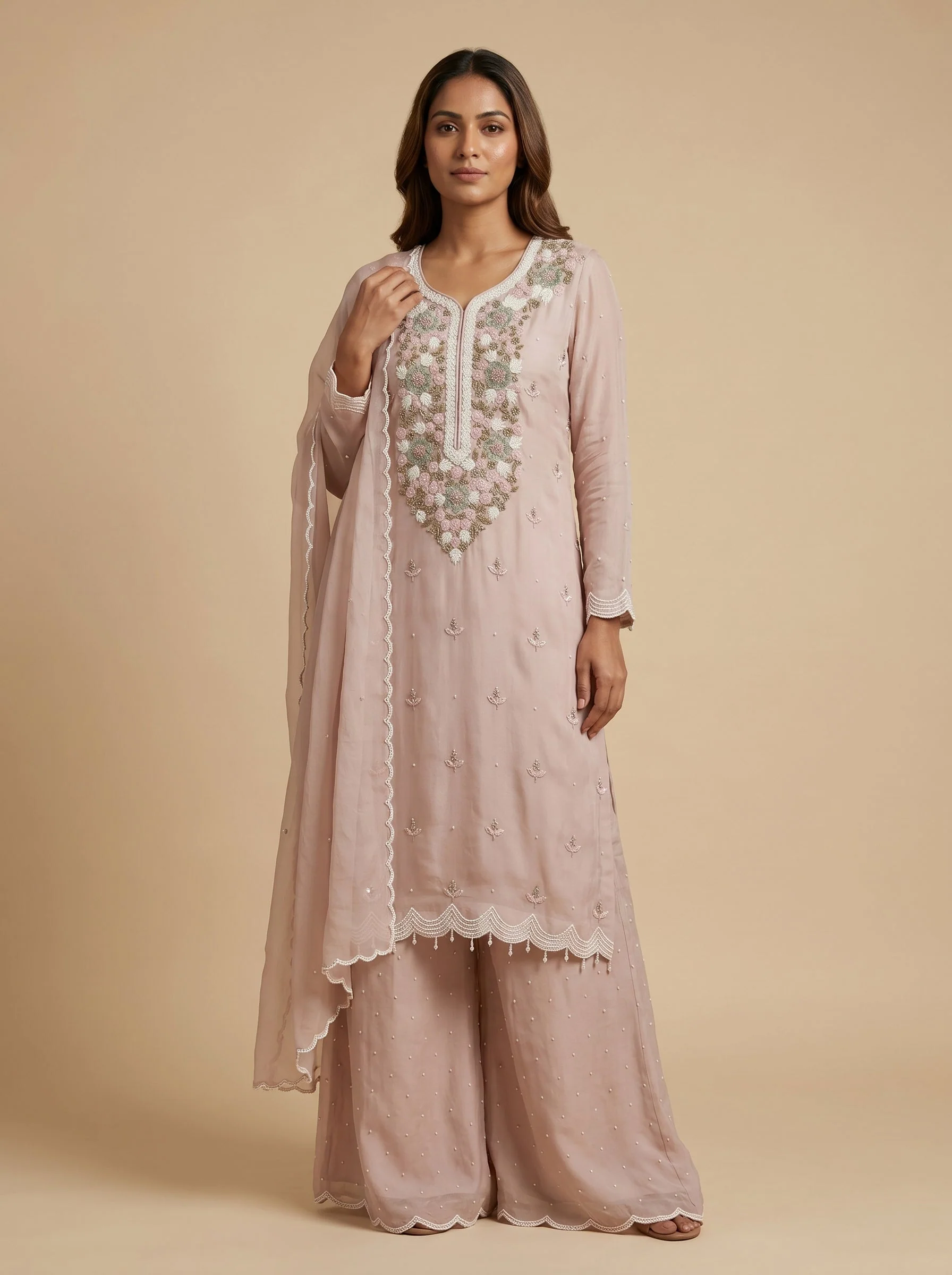 Rose Tint Pink Palazzo Set