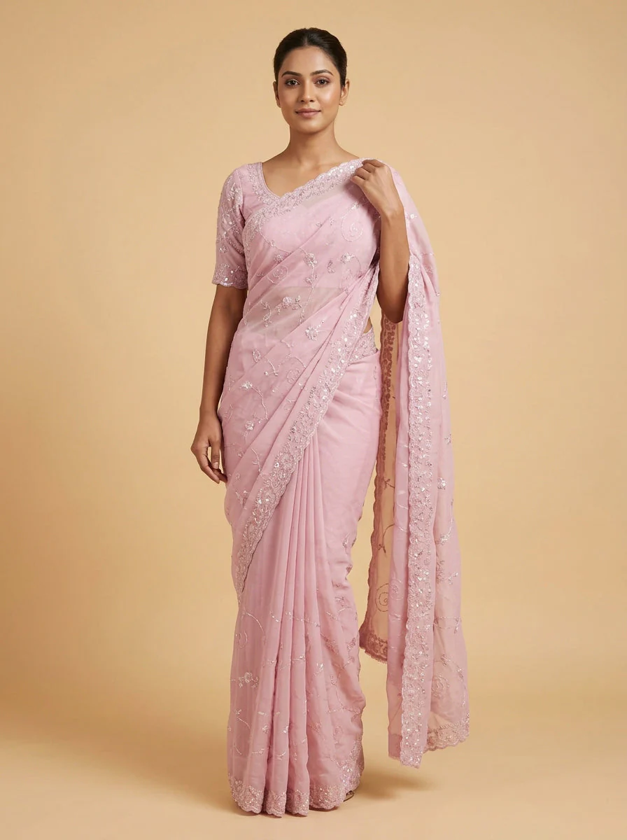 Rosewood Pink Vintage Luxe Saree