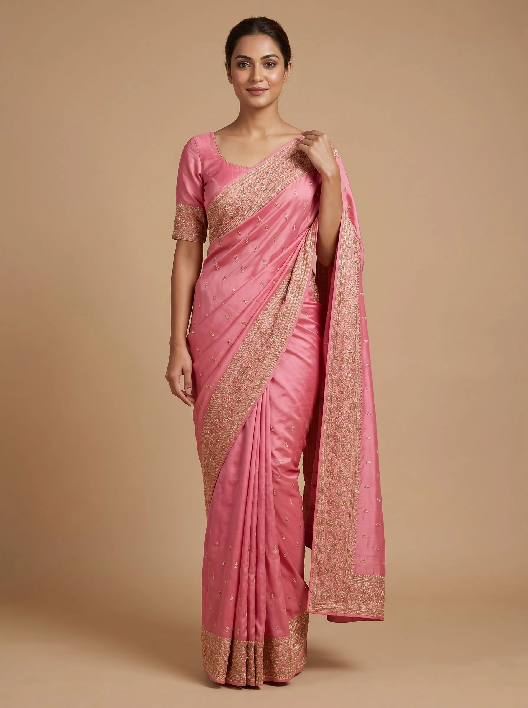 Rosy Petal Glow Saree