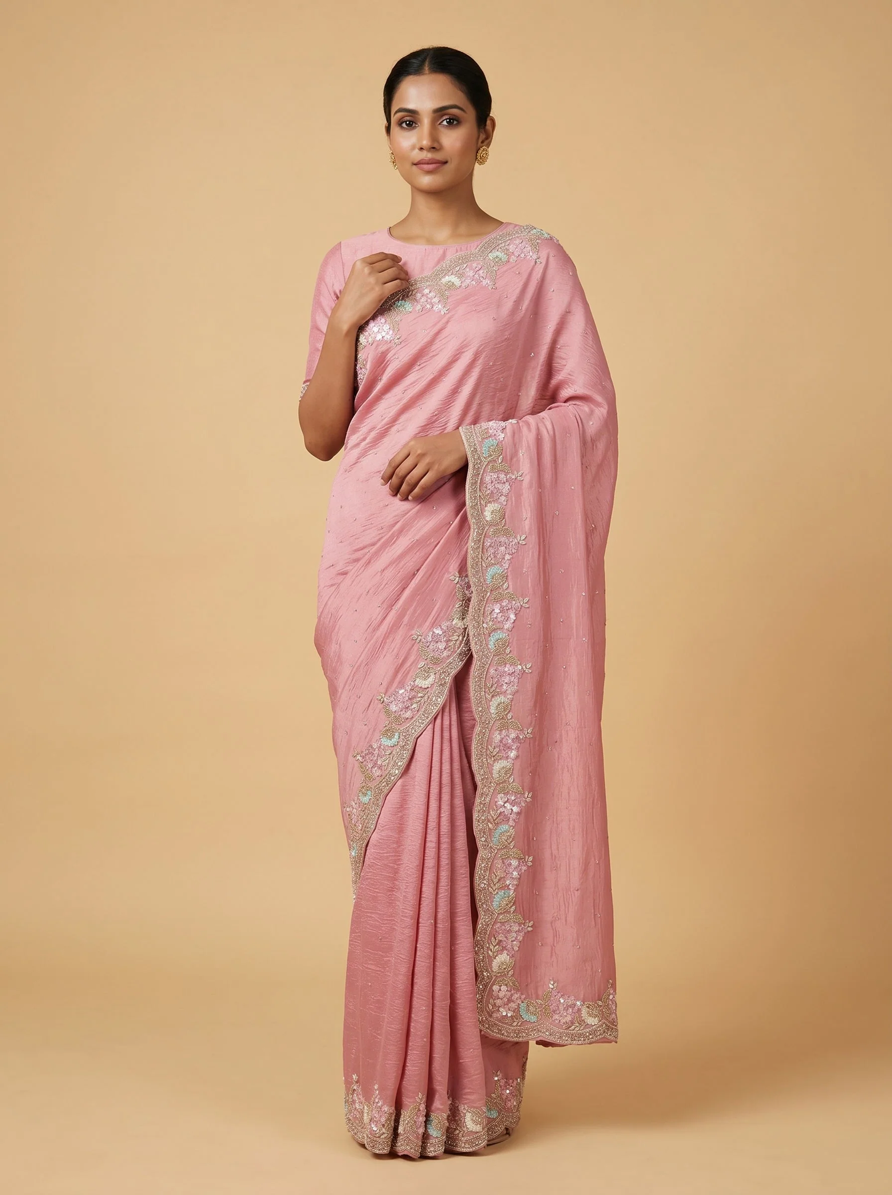 Rosy Pink Shine Saree