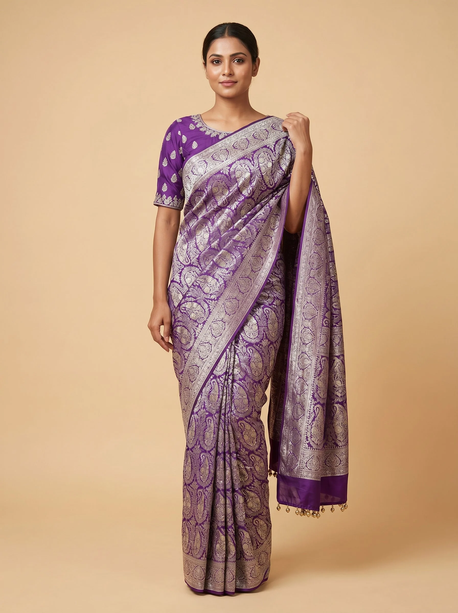 Royal Aura Purple Embroidered Saree