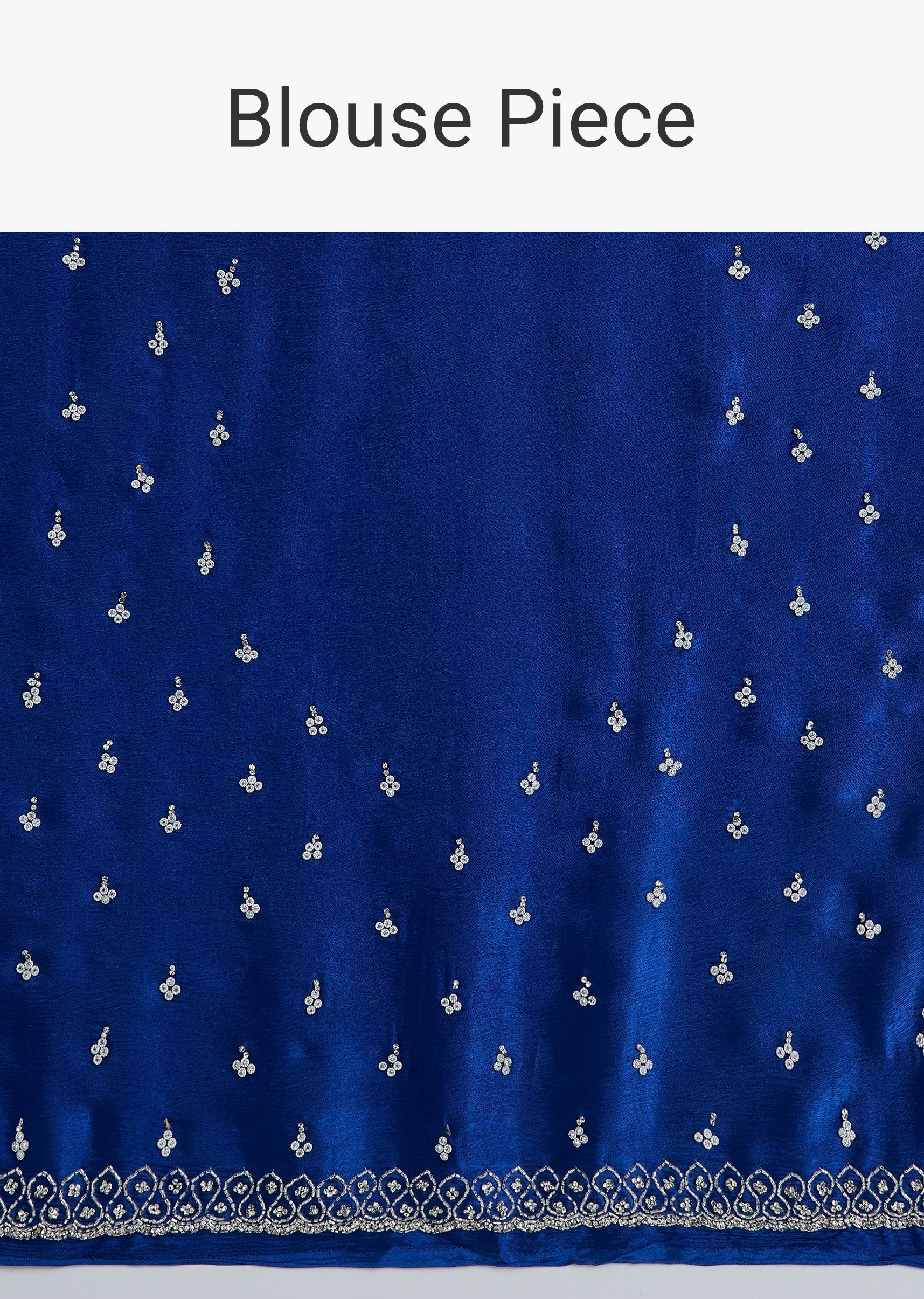 Royal Blue Mirror Embellished Saree with Unstitched Blouse - Image 11