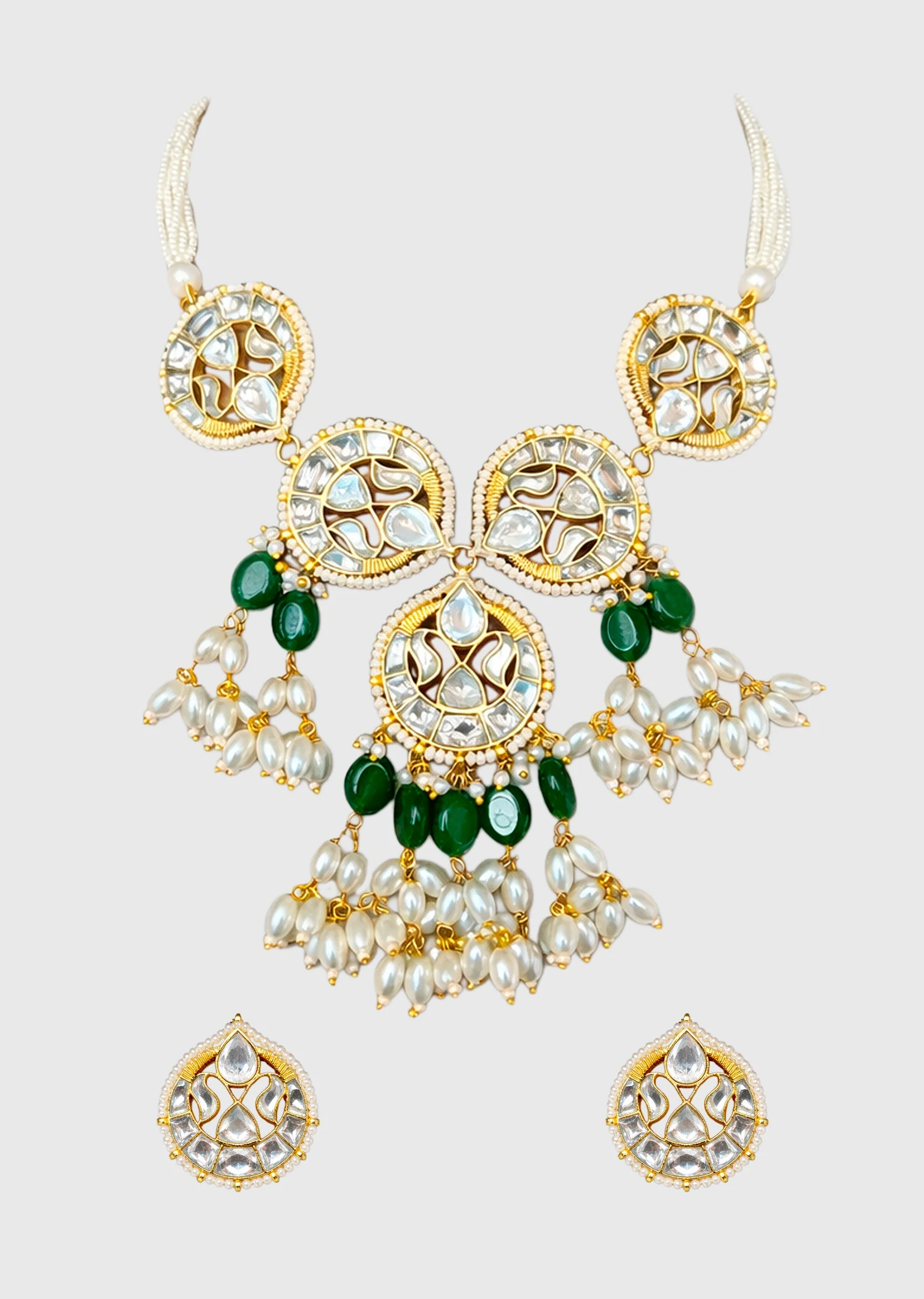 Royal Green Kundan Necklace Set