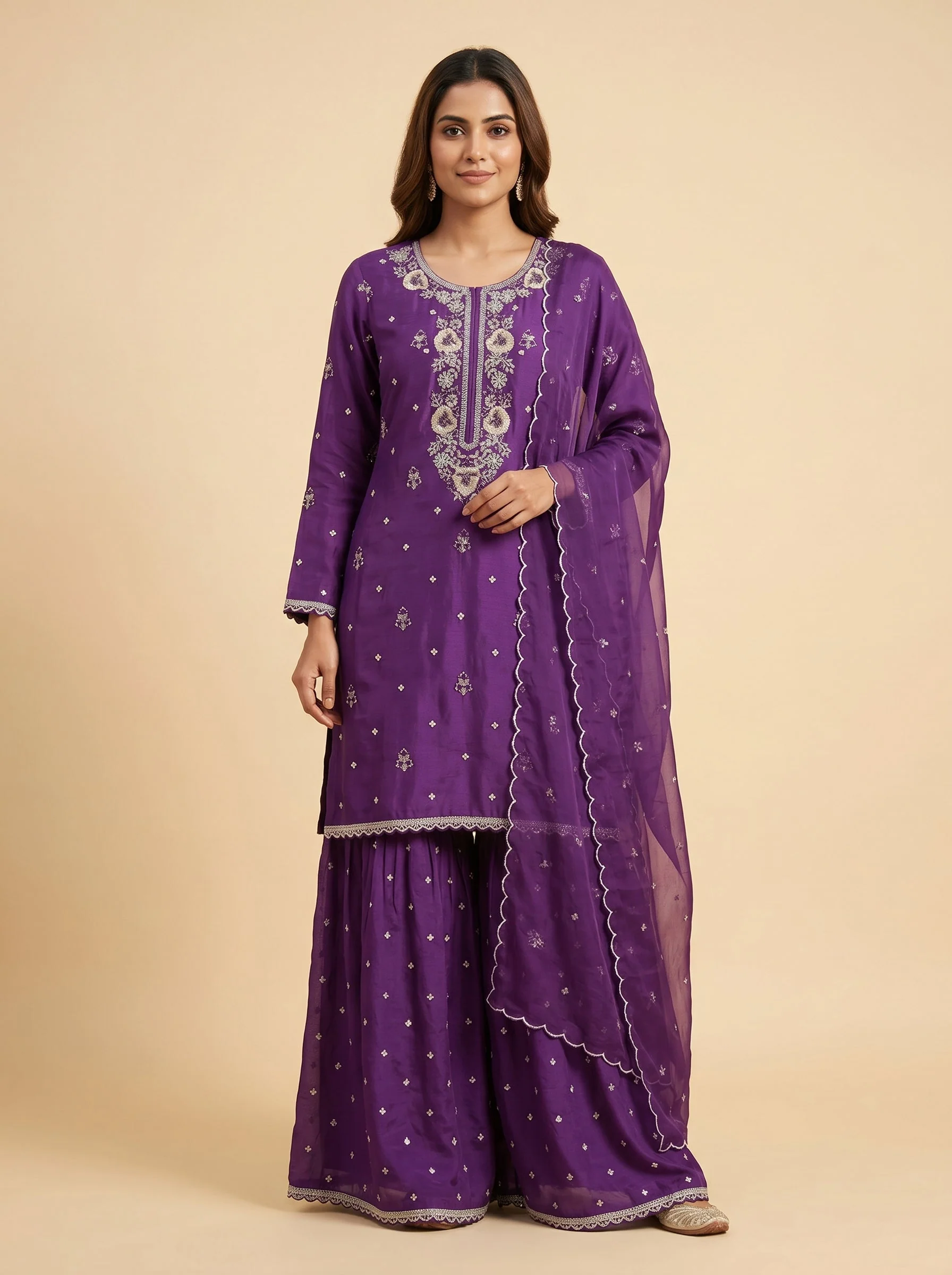 Royal Iris Purple Palazzo Set