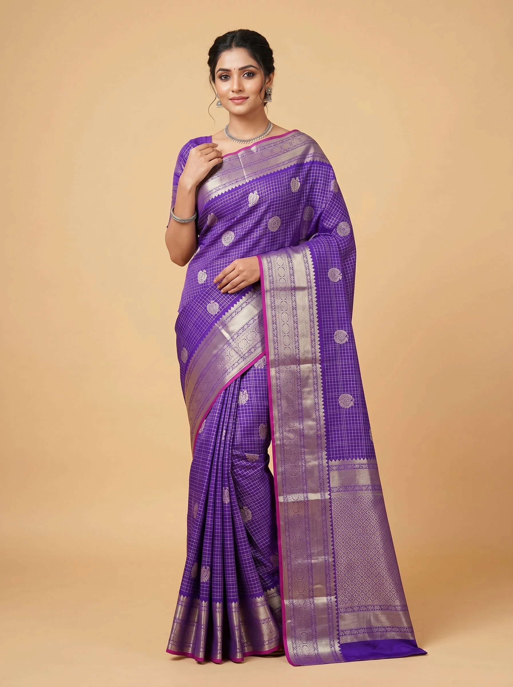 Royal Purple Velvet Handloom Saree