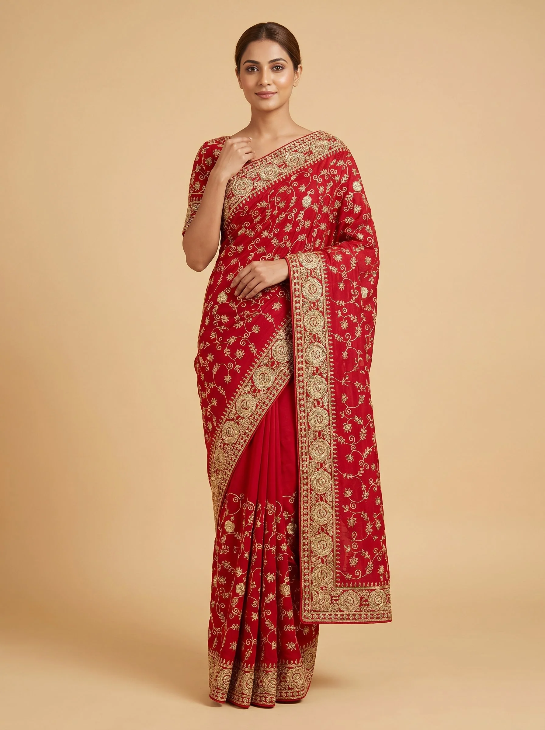 Ruby Glow Essence Saree