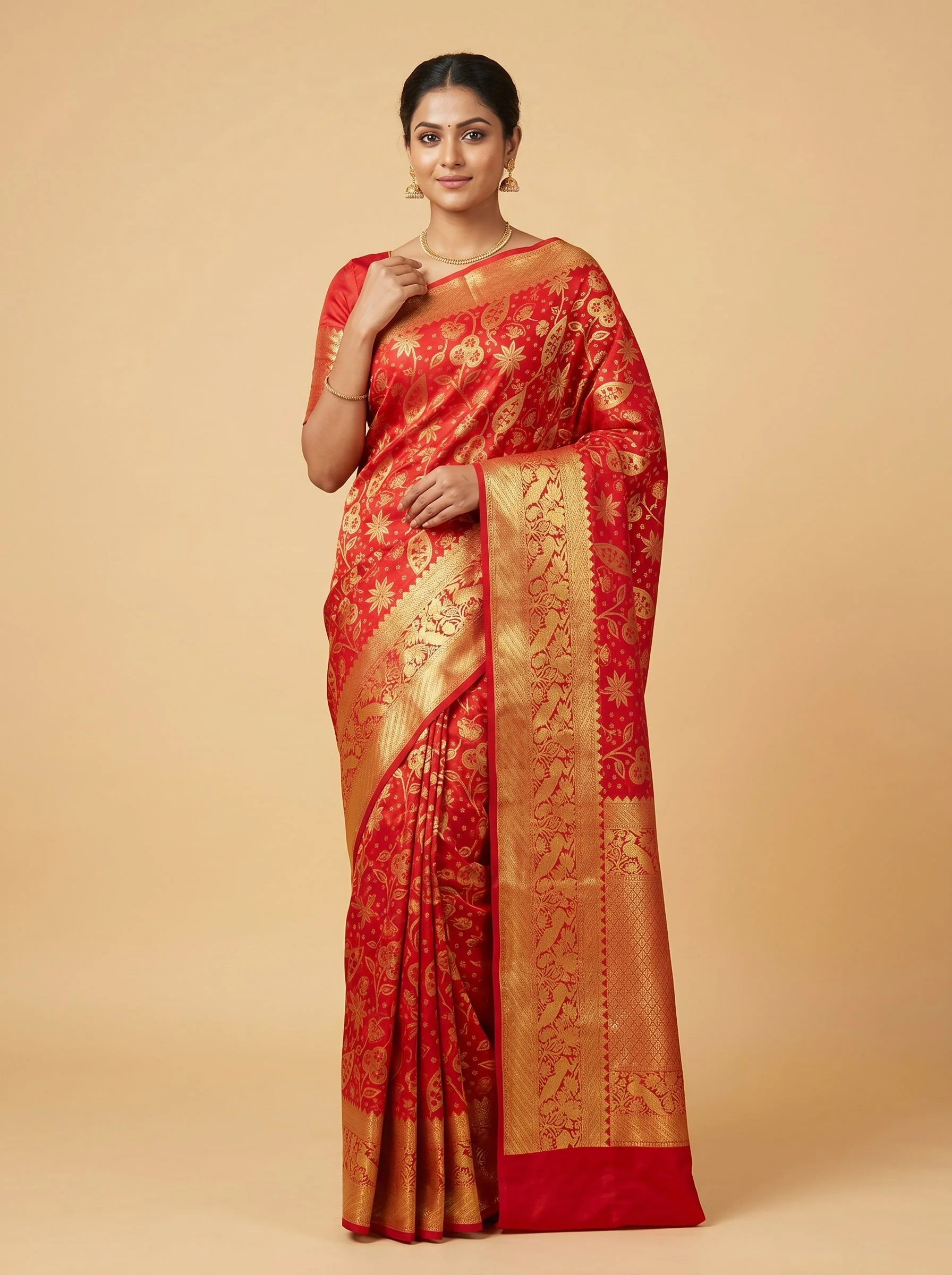 Ruby Red Spark Handloom Saree