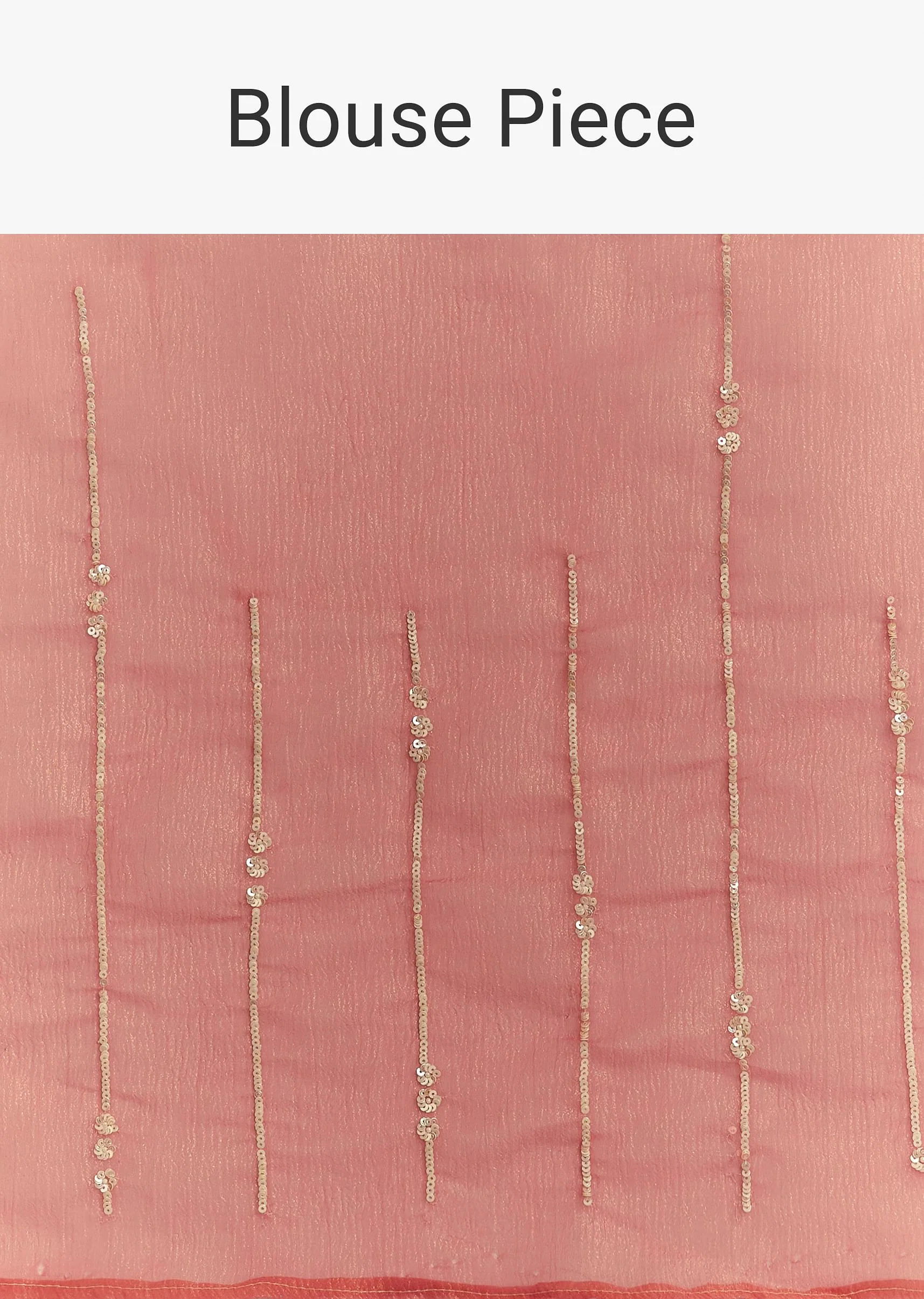 Rush Peach Crushed Tissue Saree With Scallop Embroidered Border - Image 10