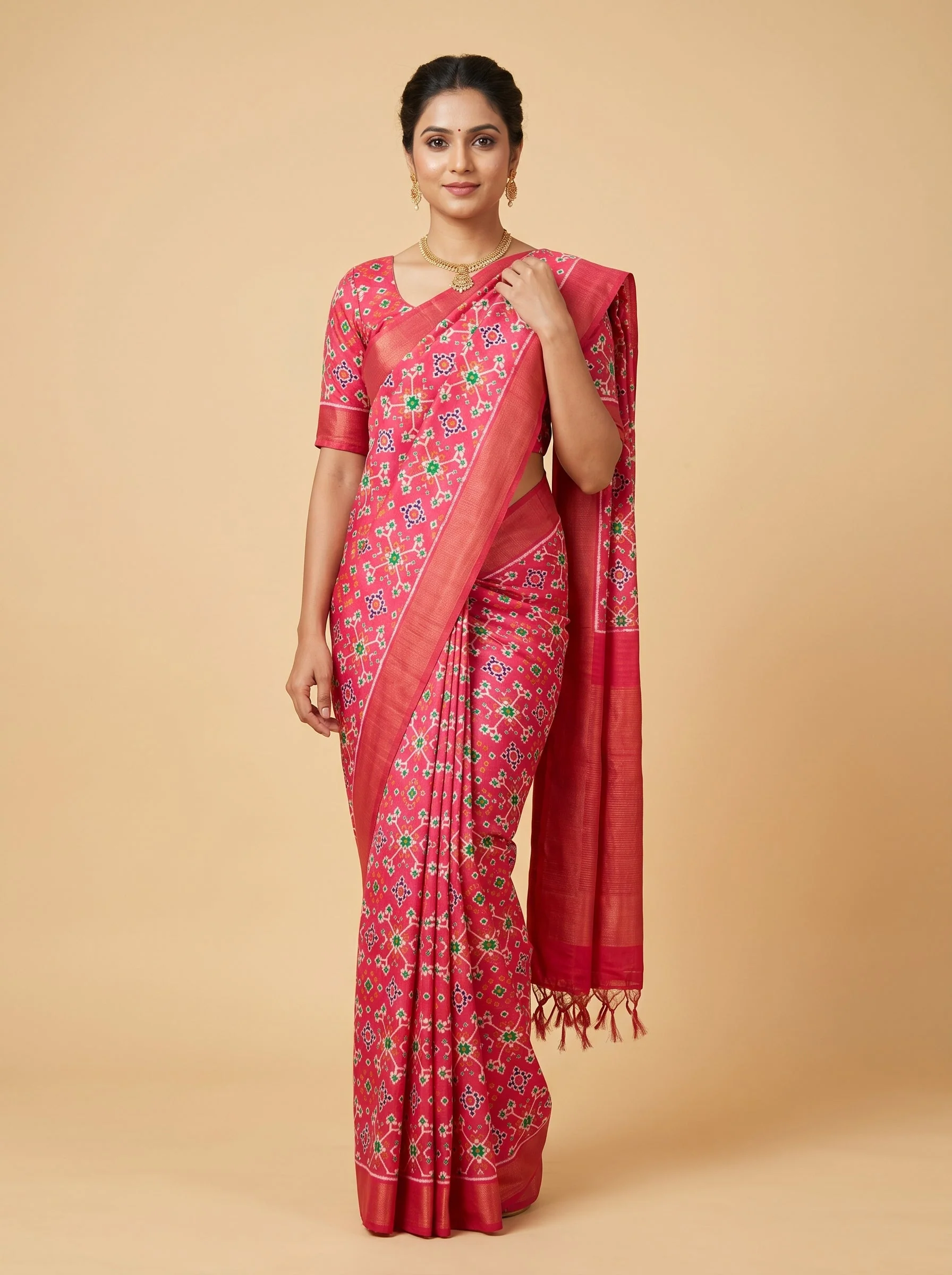 Rust Bloom Handloom Saree