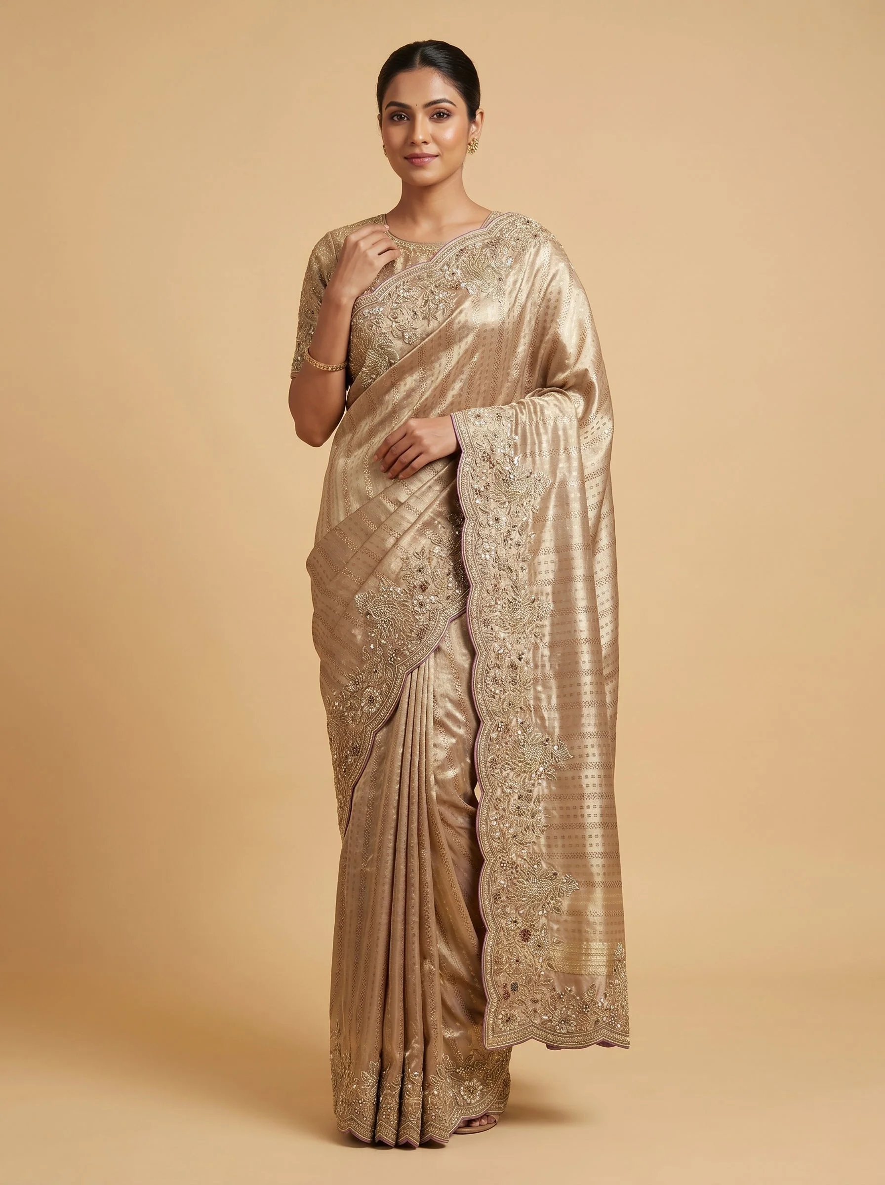 Rust Charm Embroidered Saree