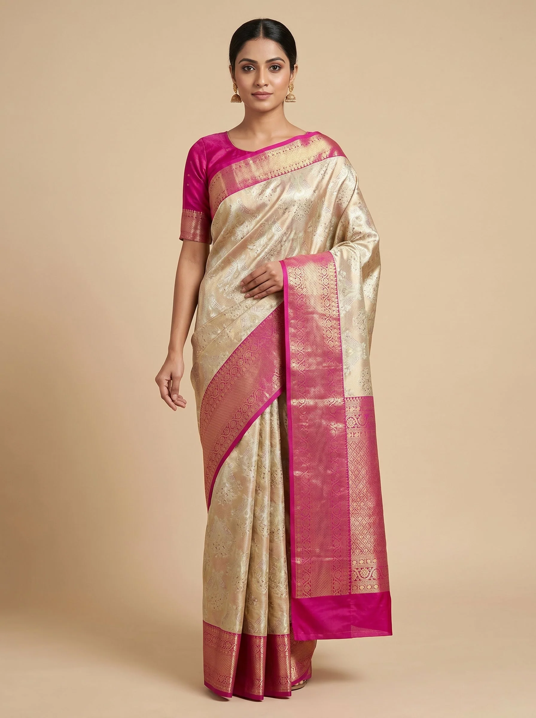 Rust Gold Warm Fusion Handloom Saree