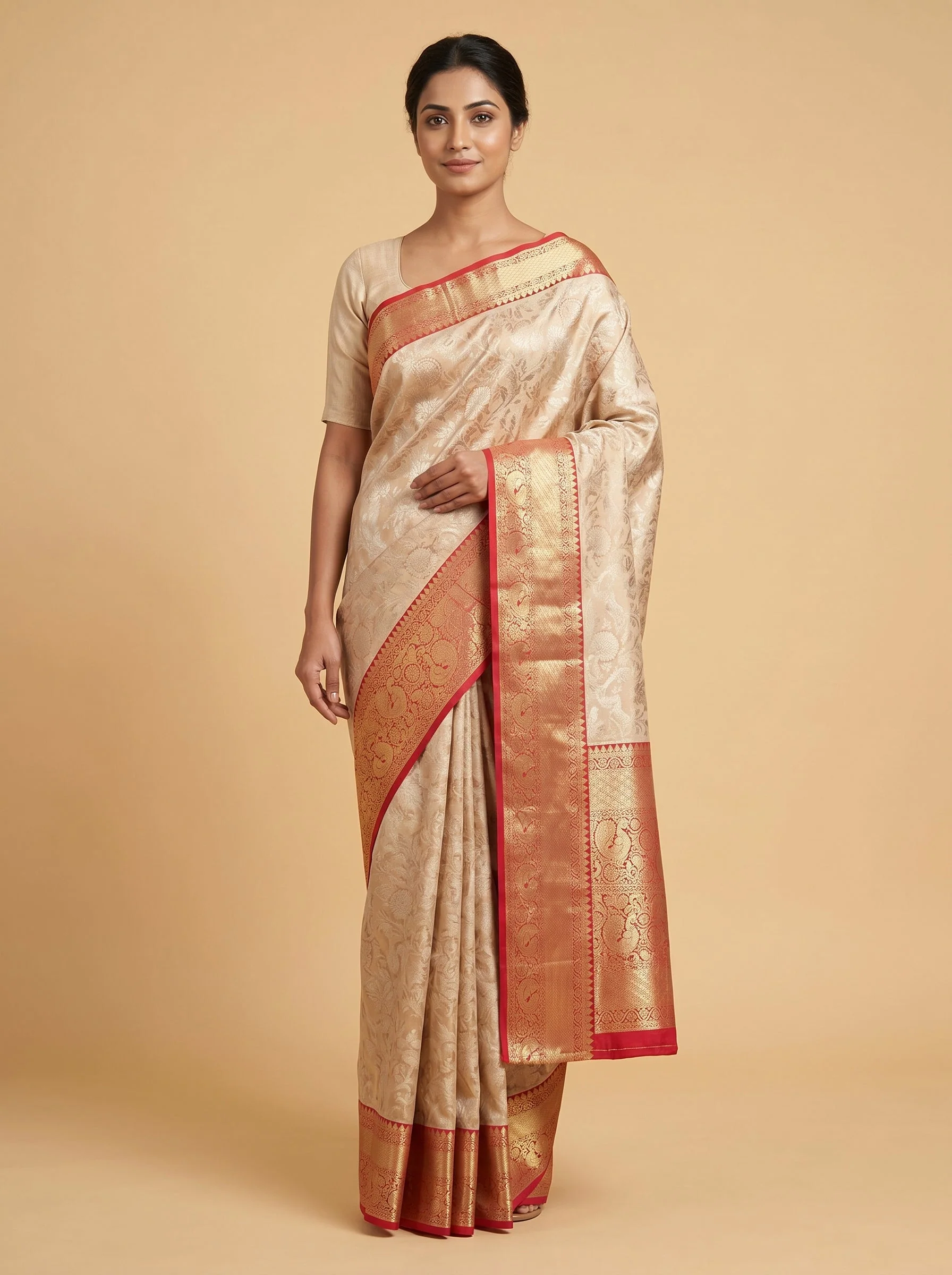 Rust Grounded Motif Saree