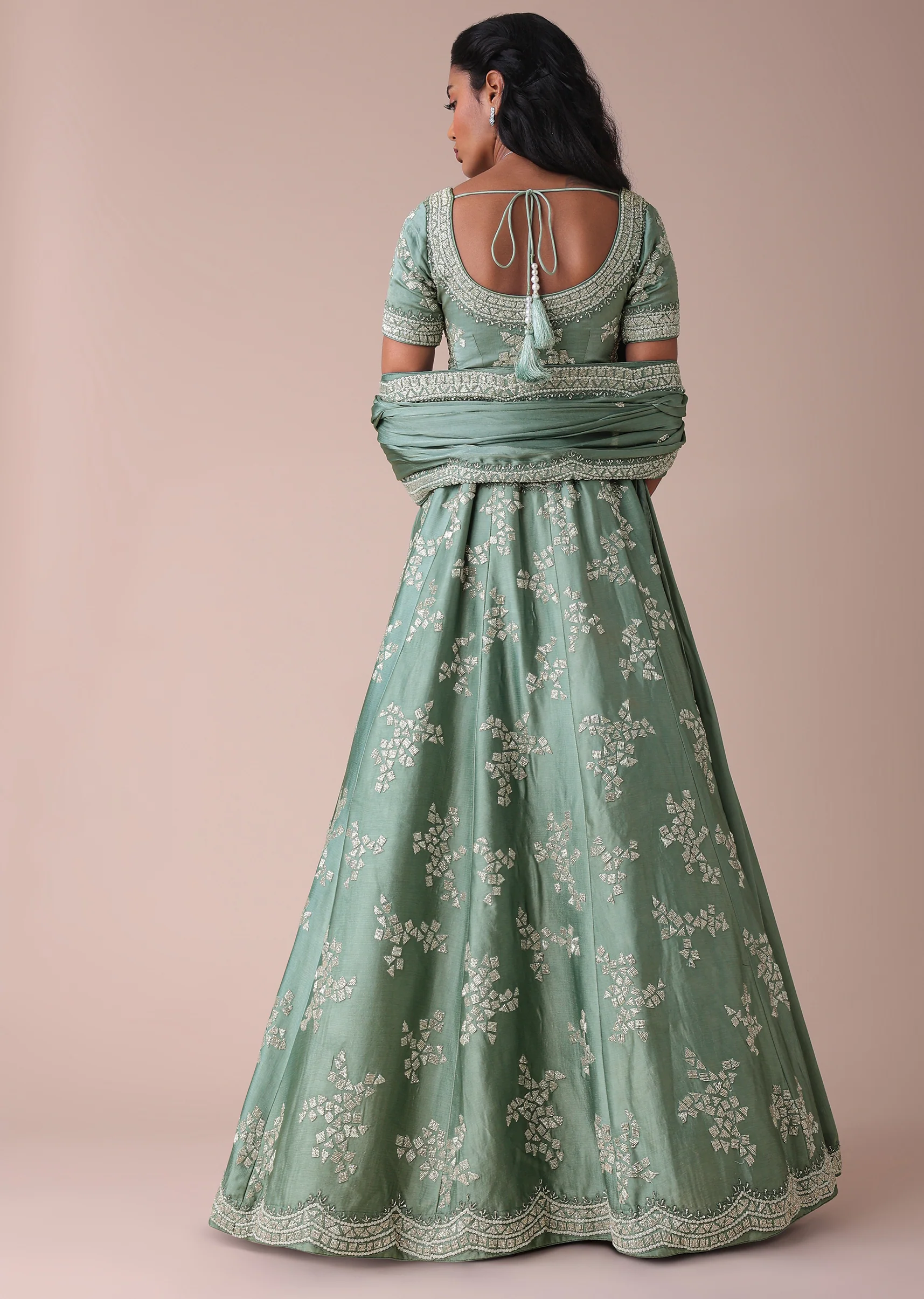 Pista Green Lehenga With Handwork Embroidery - Image 5