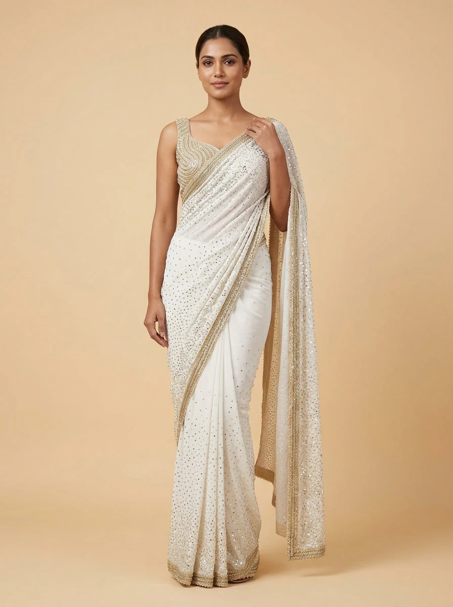 Sandstone Beige Refined Craft Saree