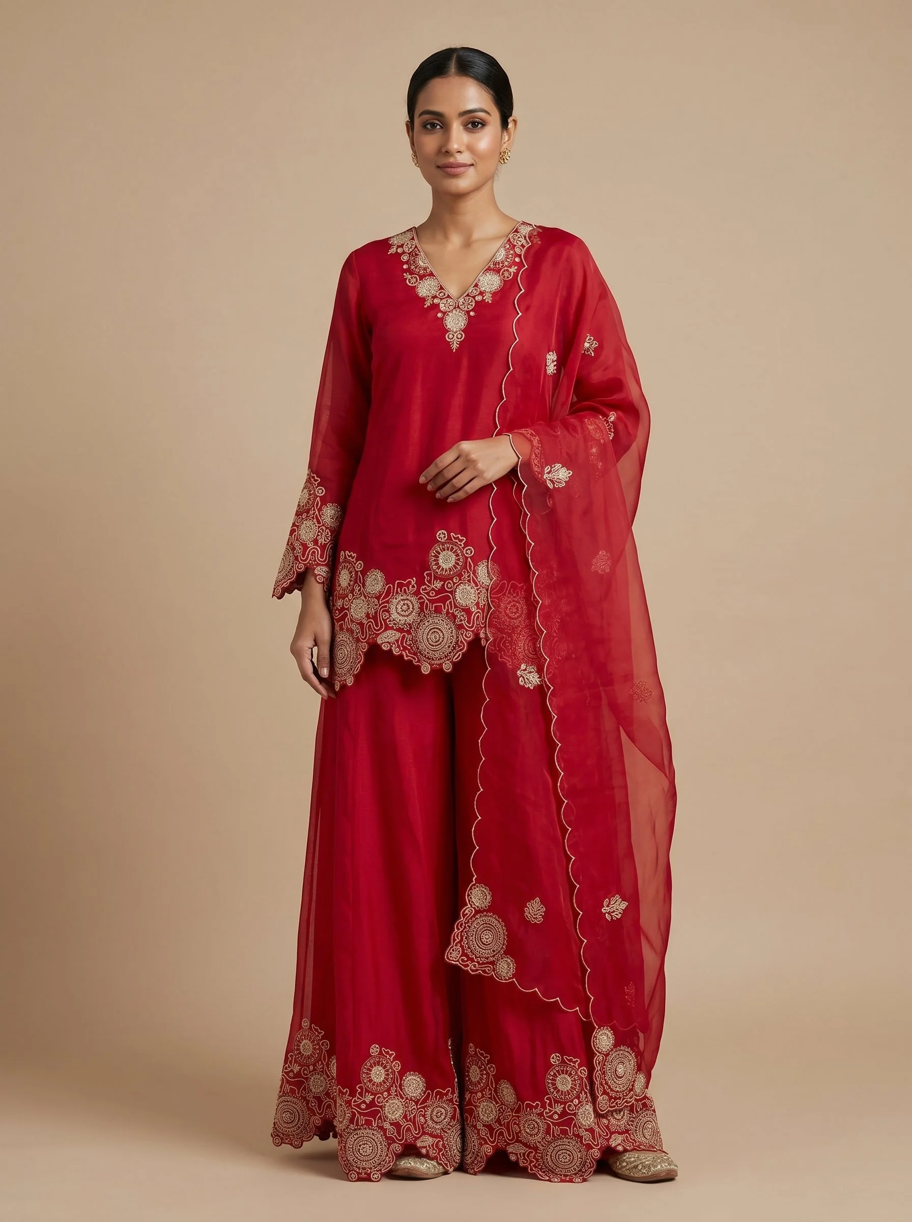 Scarlet Red Palazzo Set