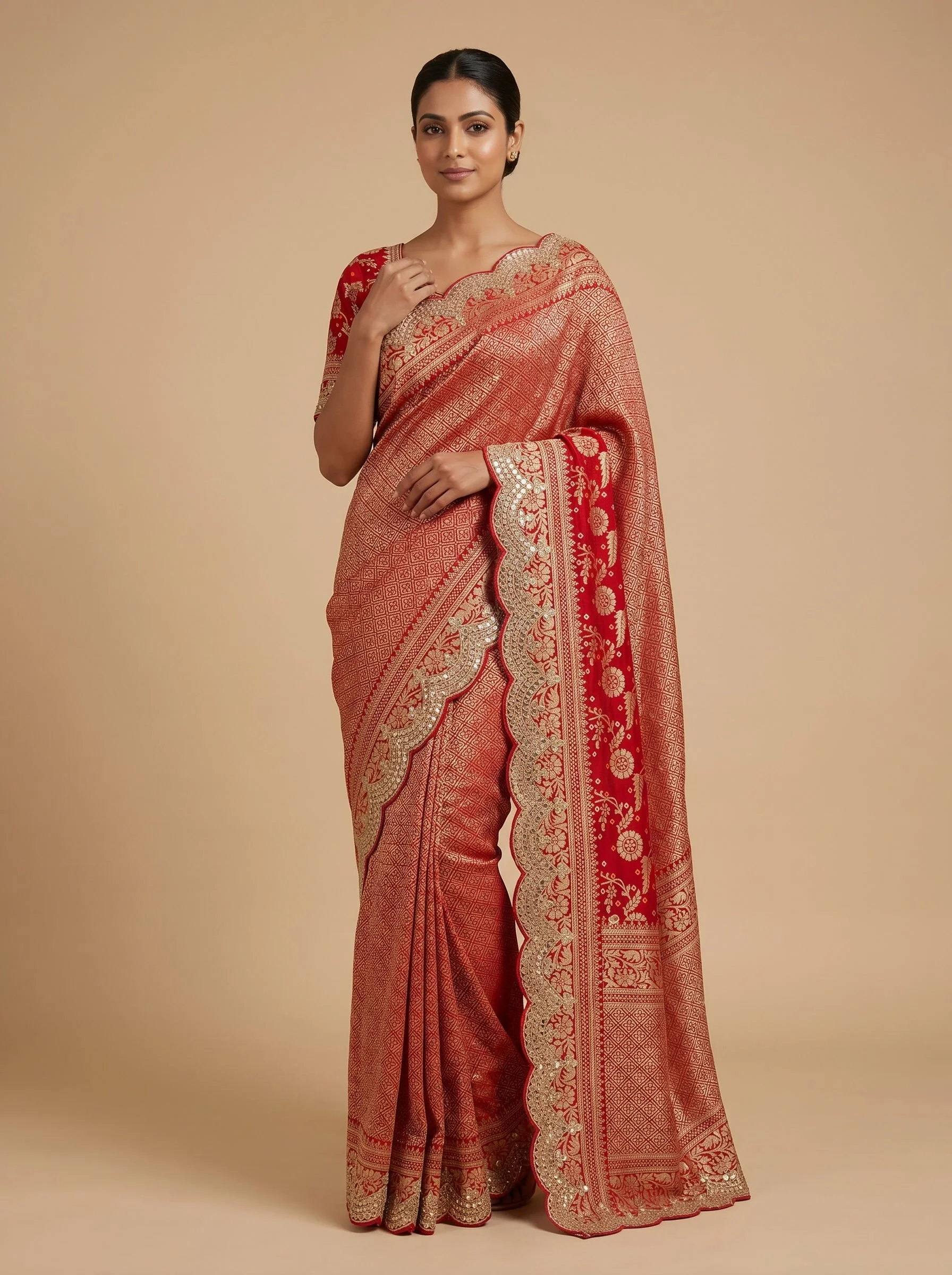Scarlet Red Radiance Saree