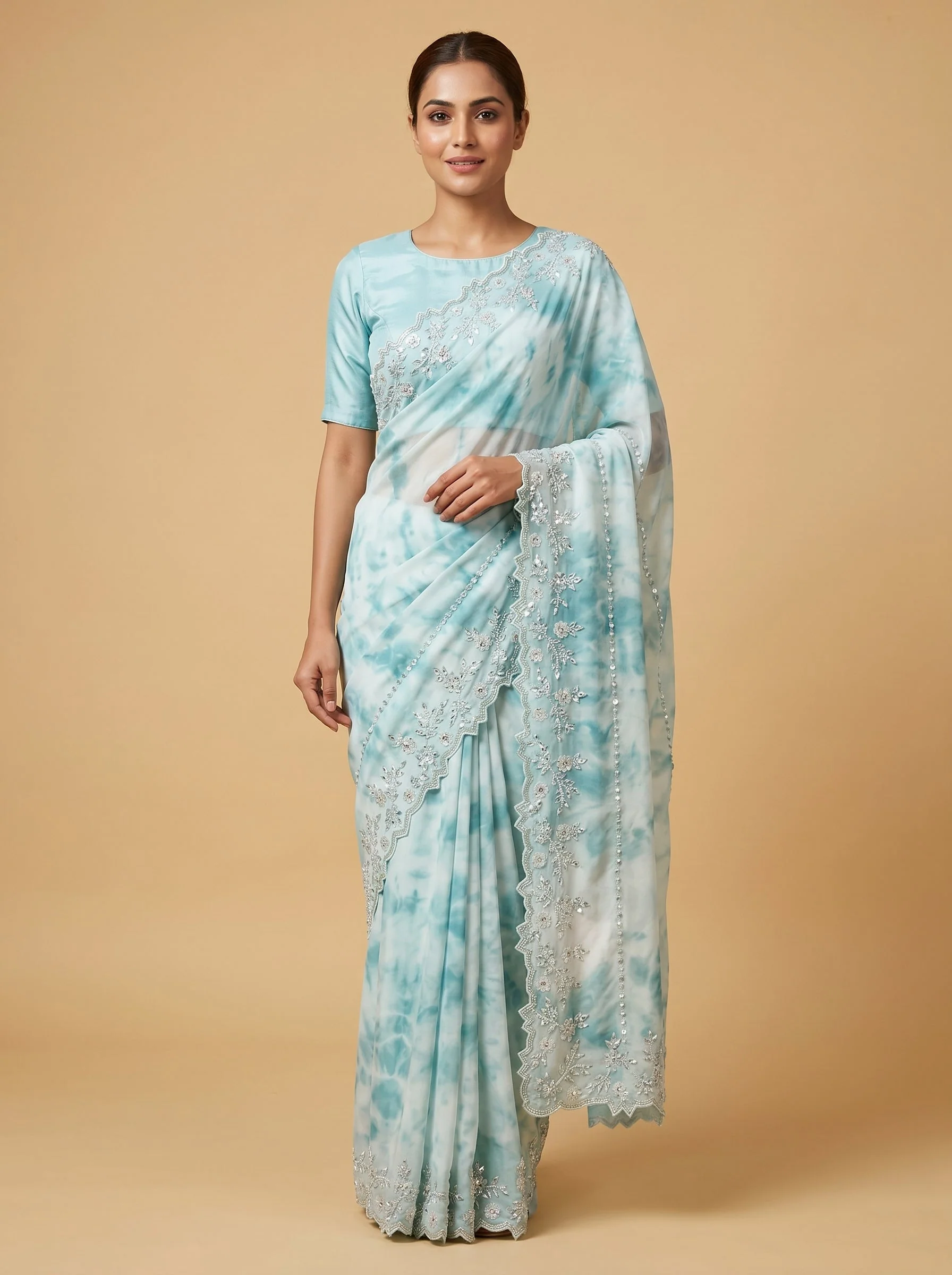 Sea Green Flow Saree