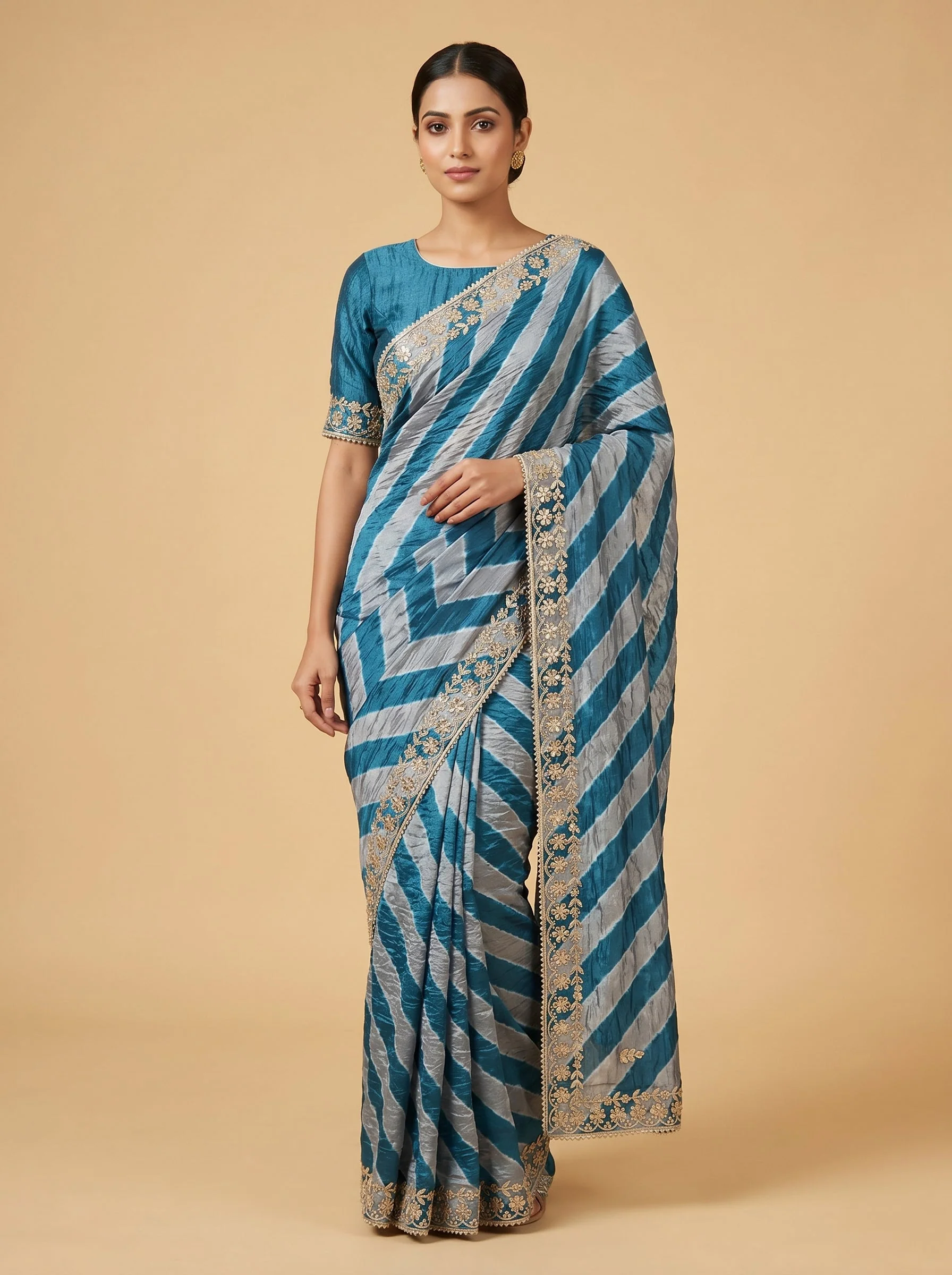 Sea Green Fluid Embroidered Saree
