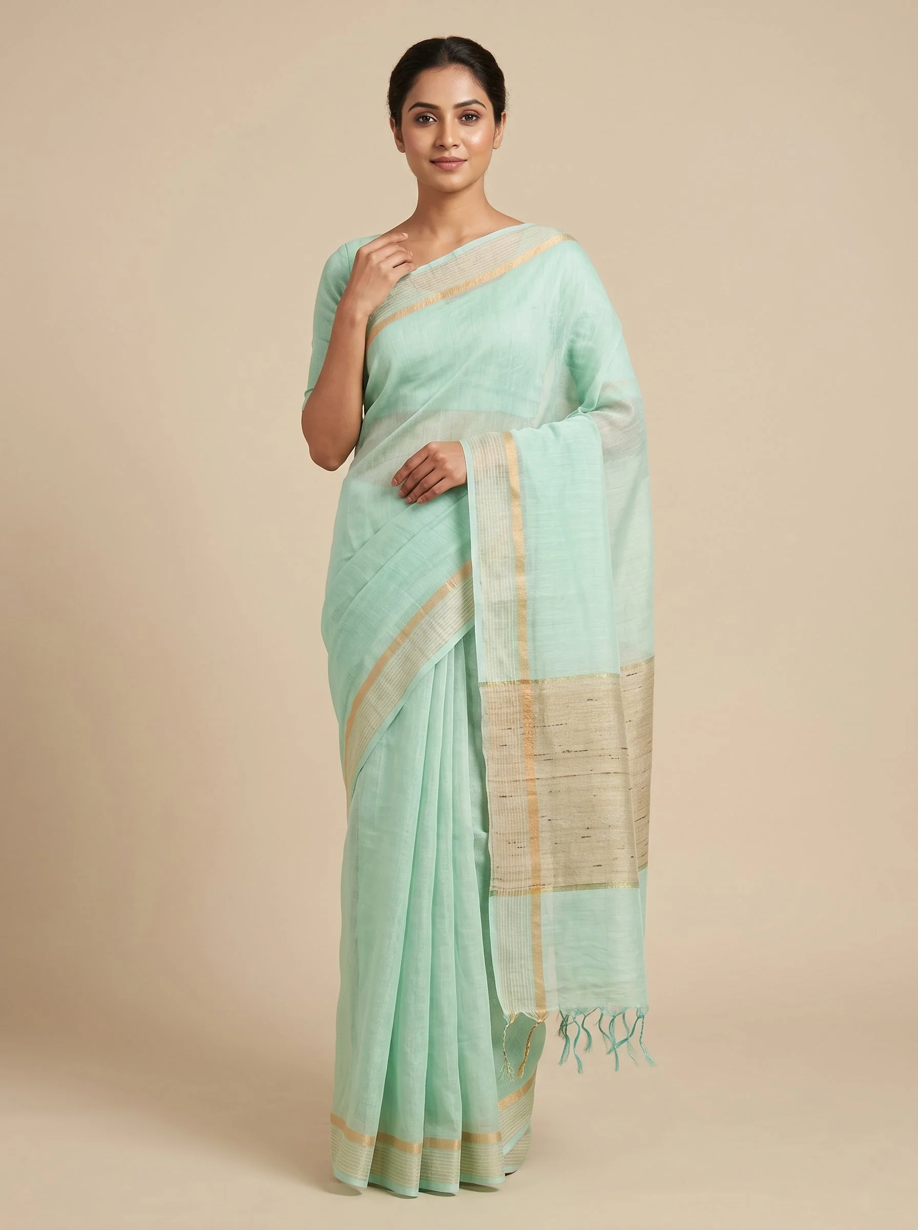 Sea Green Fresh Handloom Saree