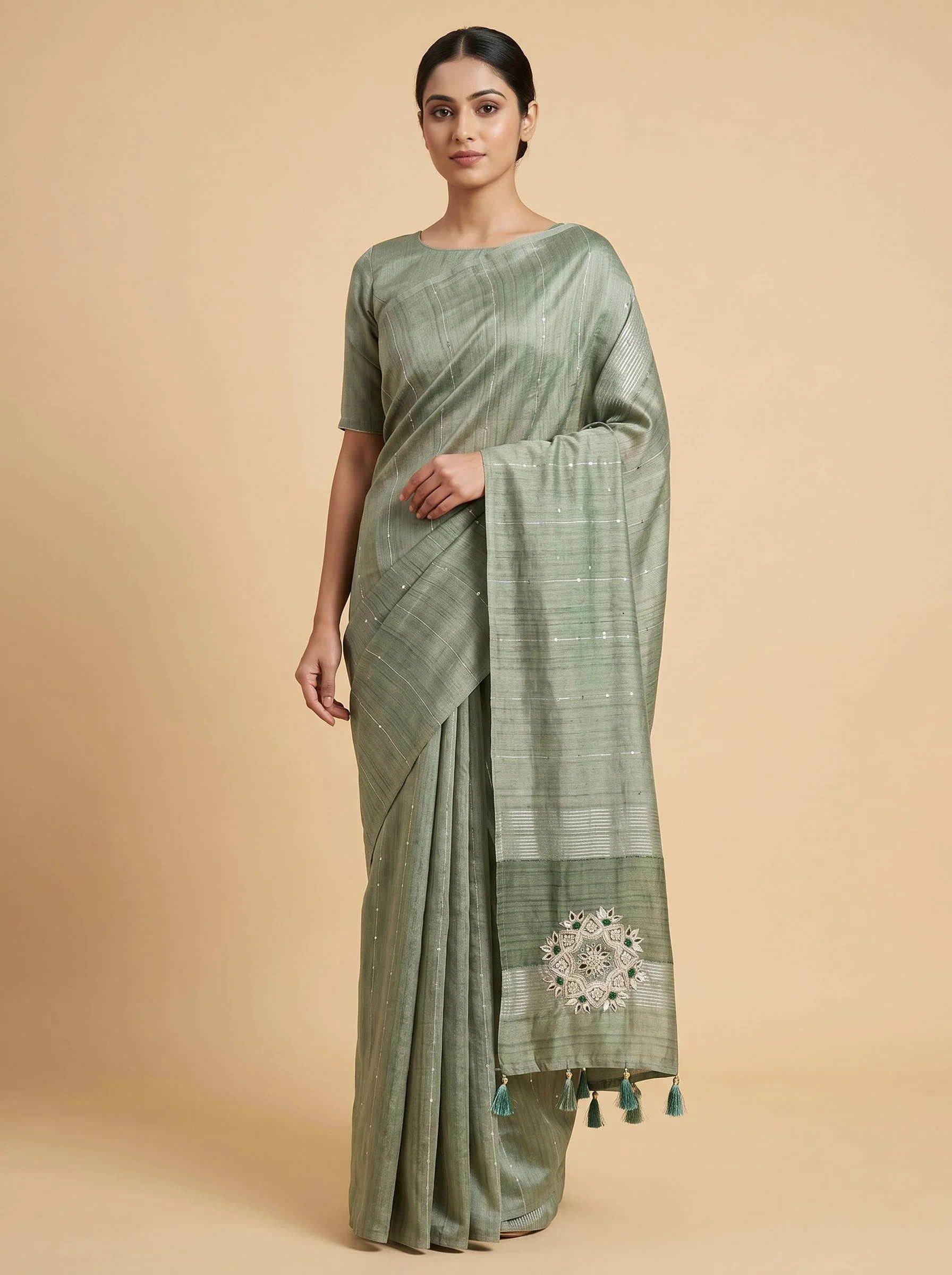 Sea Green Grace Embroidered Saree
