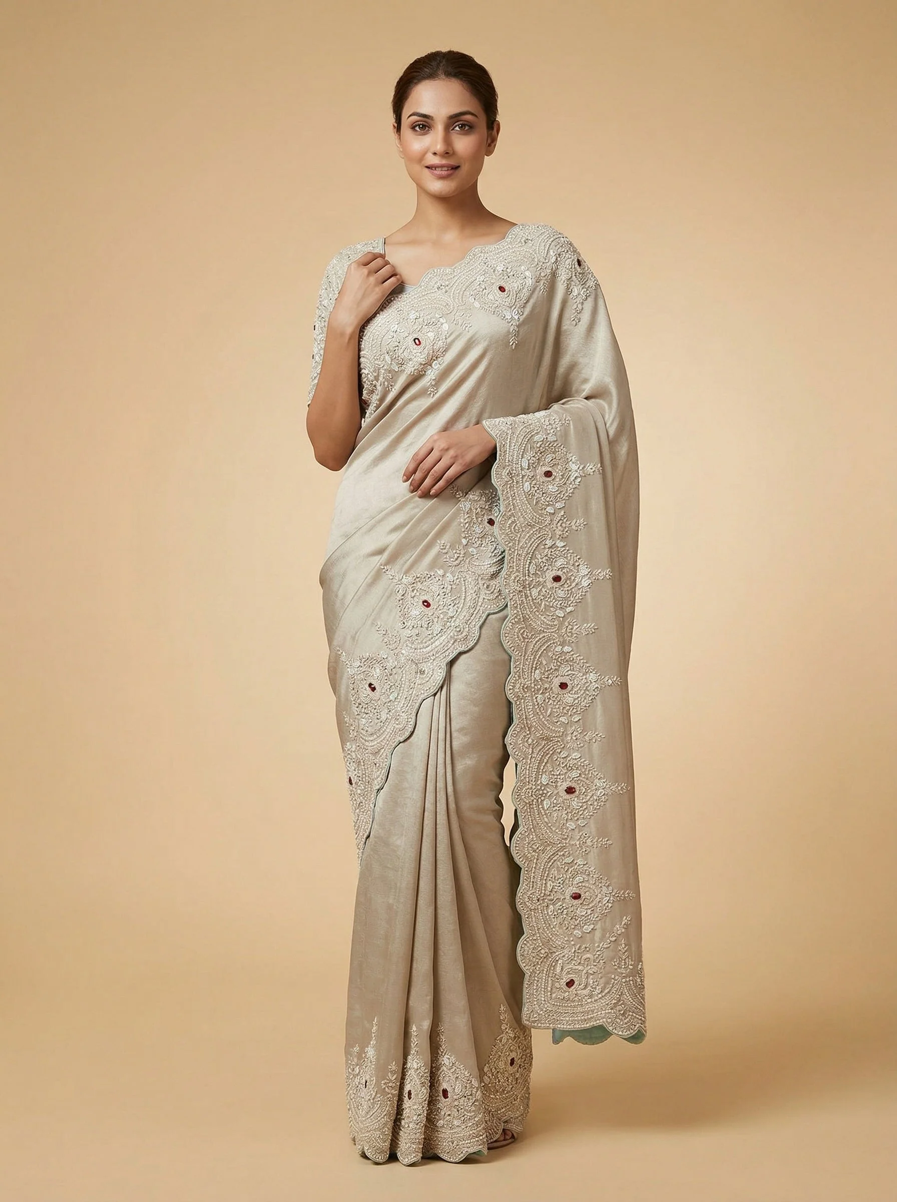 Sea Green Revitalising Embroidered Saree