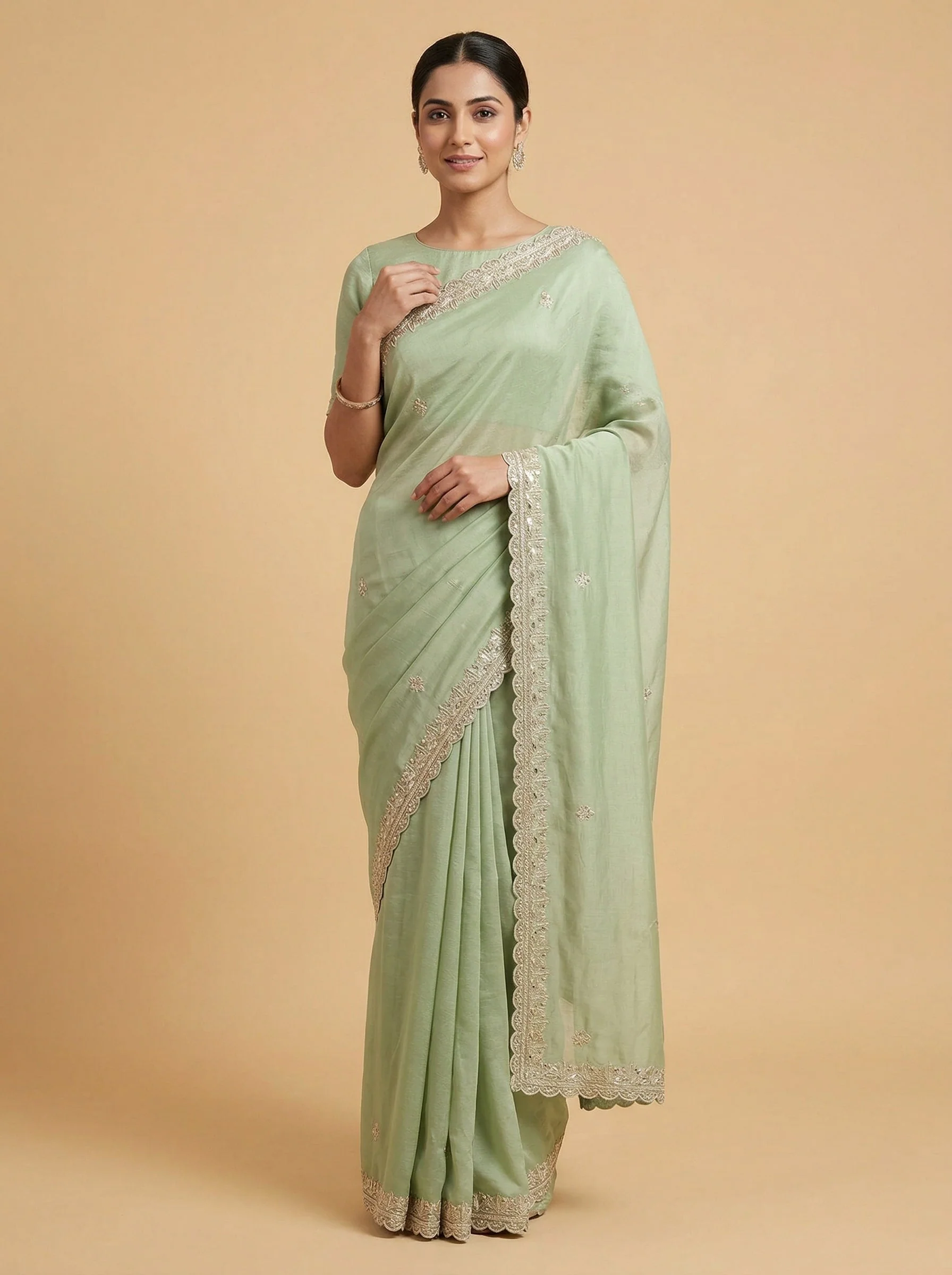 Seaweed Sea Green Embroidered Saree