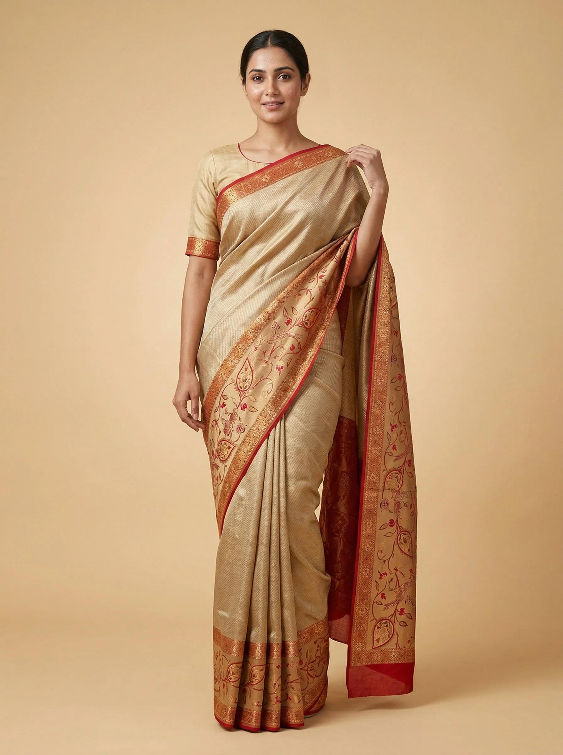 Shimmer Gold Handloom Saree