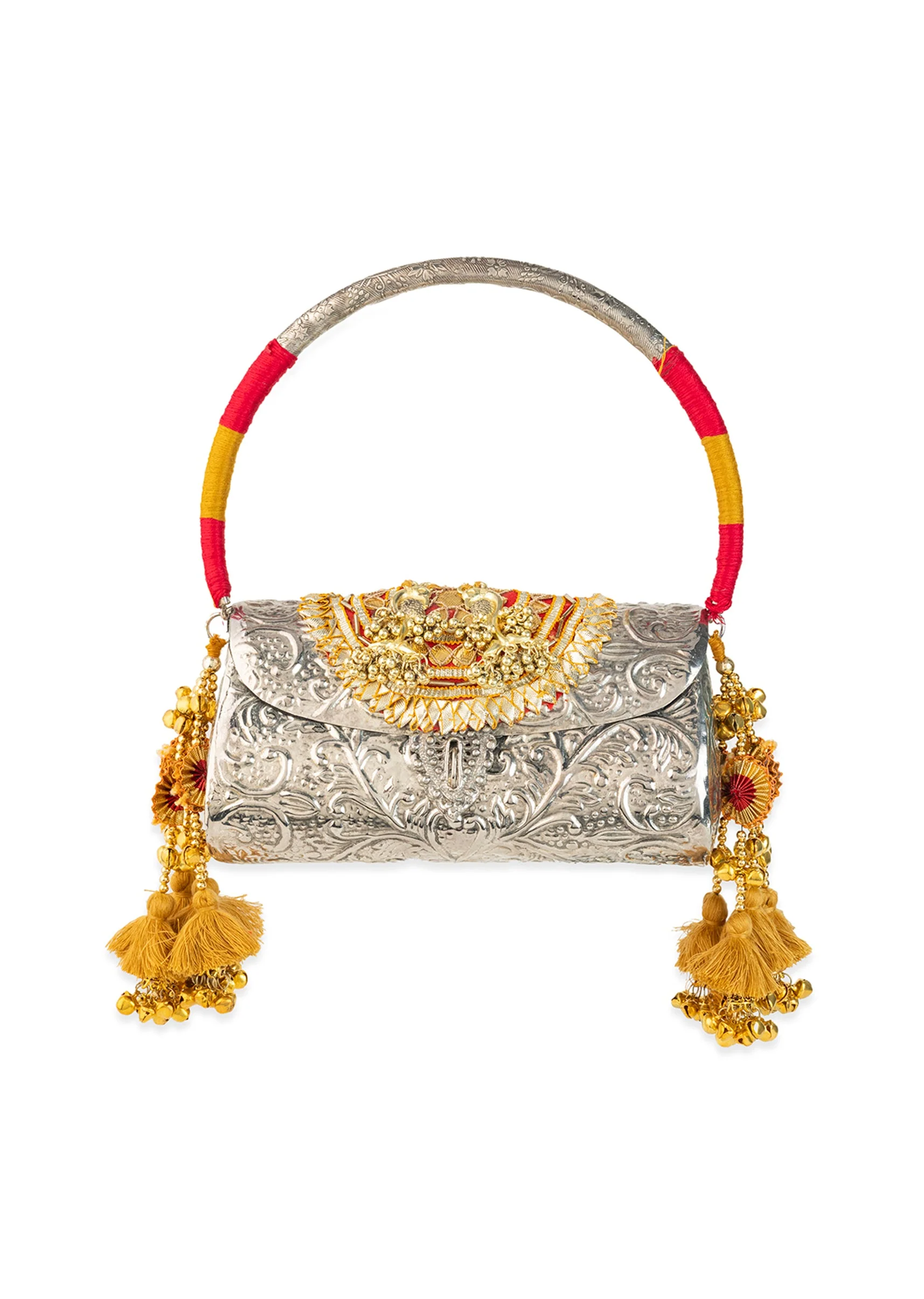 Silver and Gold Embossed Metal Bag - Image 2