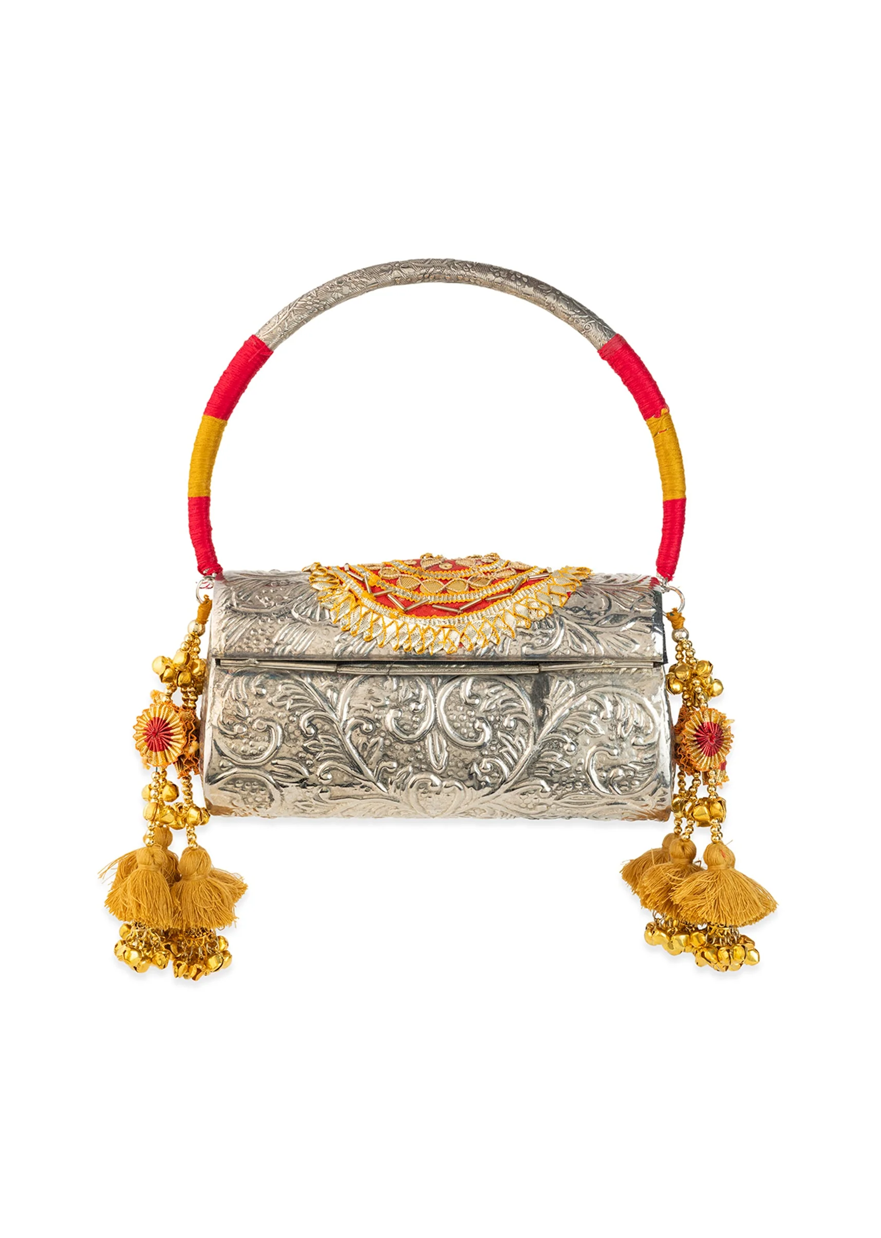 Silver and Gold Embossed Metal Bag - Image 3