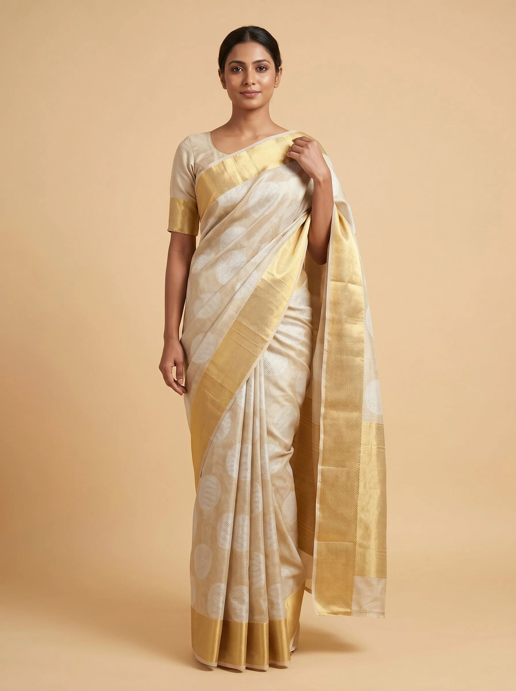 Silver Beige Whisper Handloom Saree
